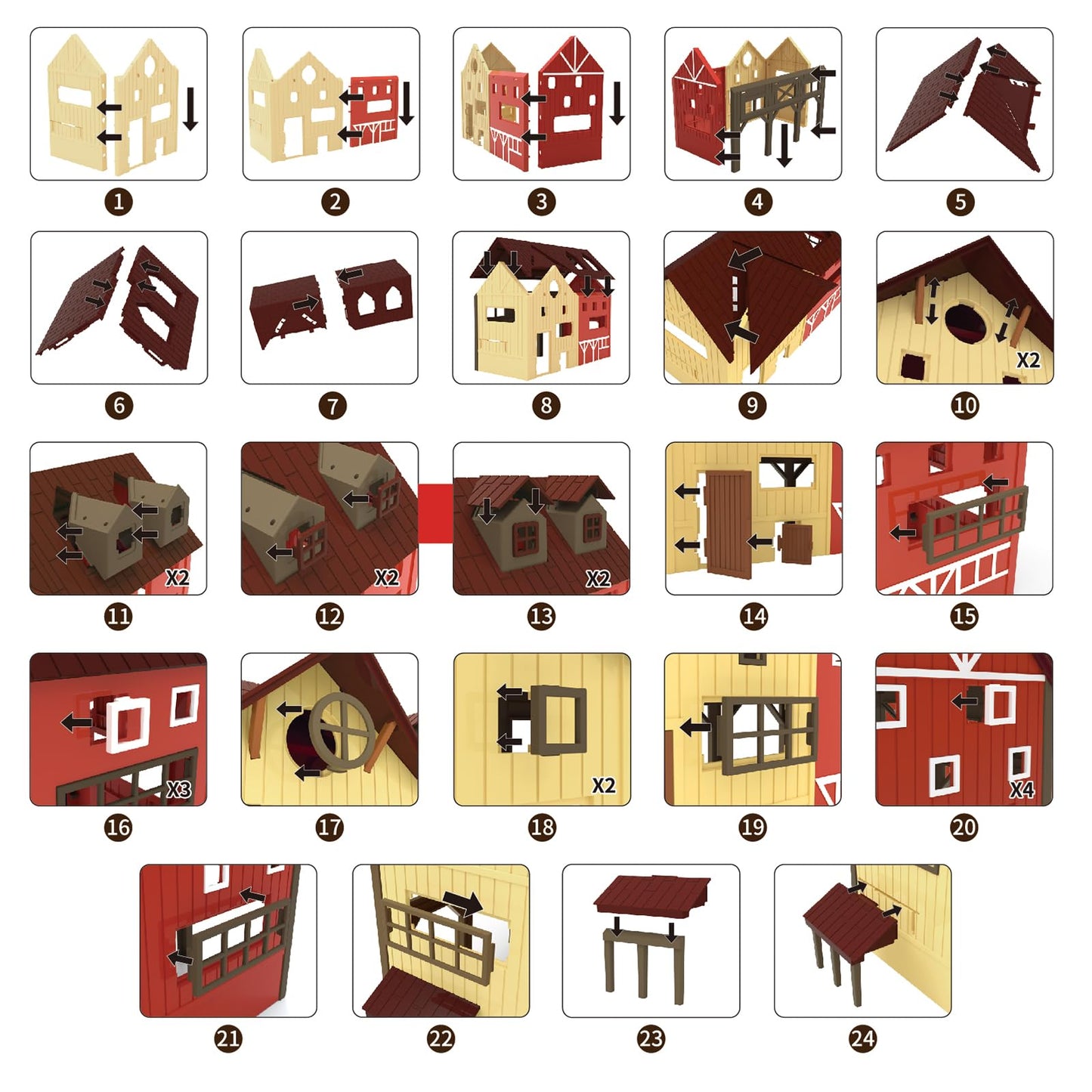 136PCS Farm Animals Toys Set Comes with Barn, Tractor Trailer, Milking shed, Windmill, Farmer, Fence - Playset for Kids Toddlers Boys Girls 5+ Years Old