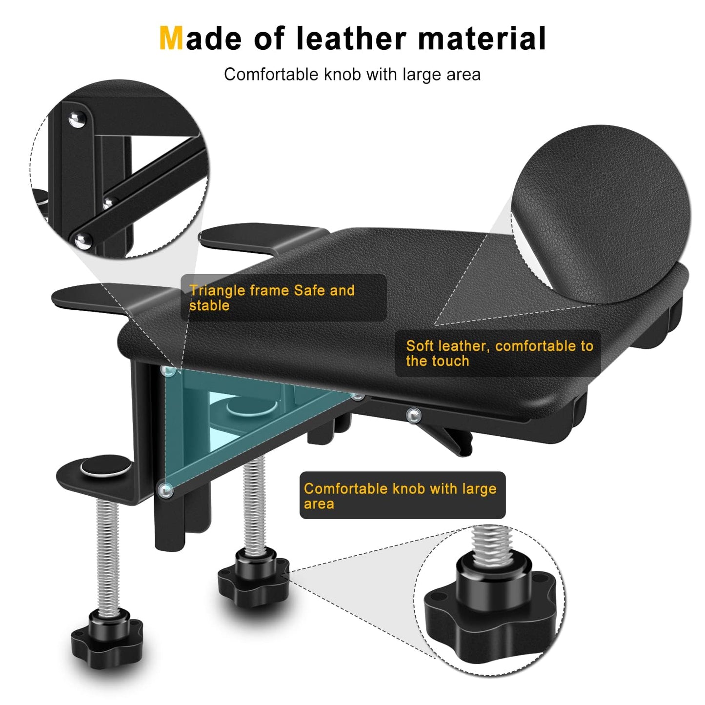 Giecy Desk Extender Adjustable Arm Rest for Computer Desk, Ergonomic Desk Extension Clamp On Table Extender Rotating Mouse Pad, Foldable Elbow Pad for Table Office Chair