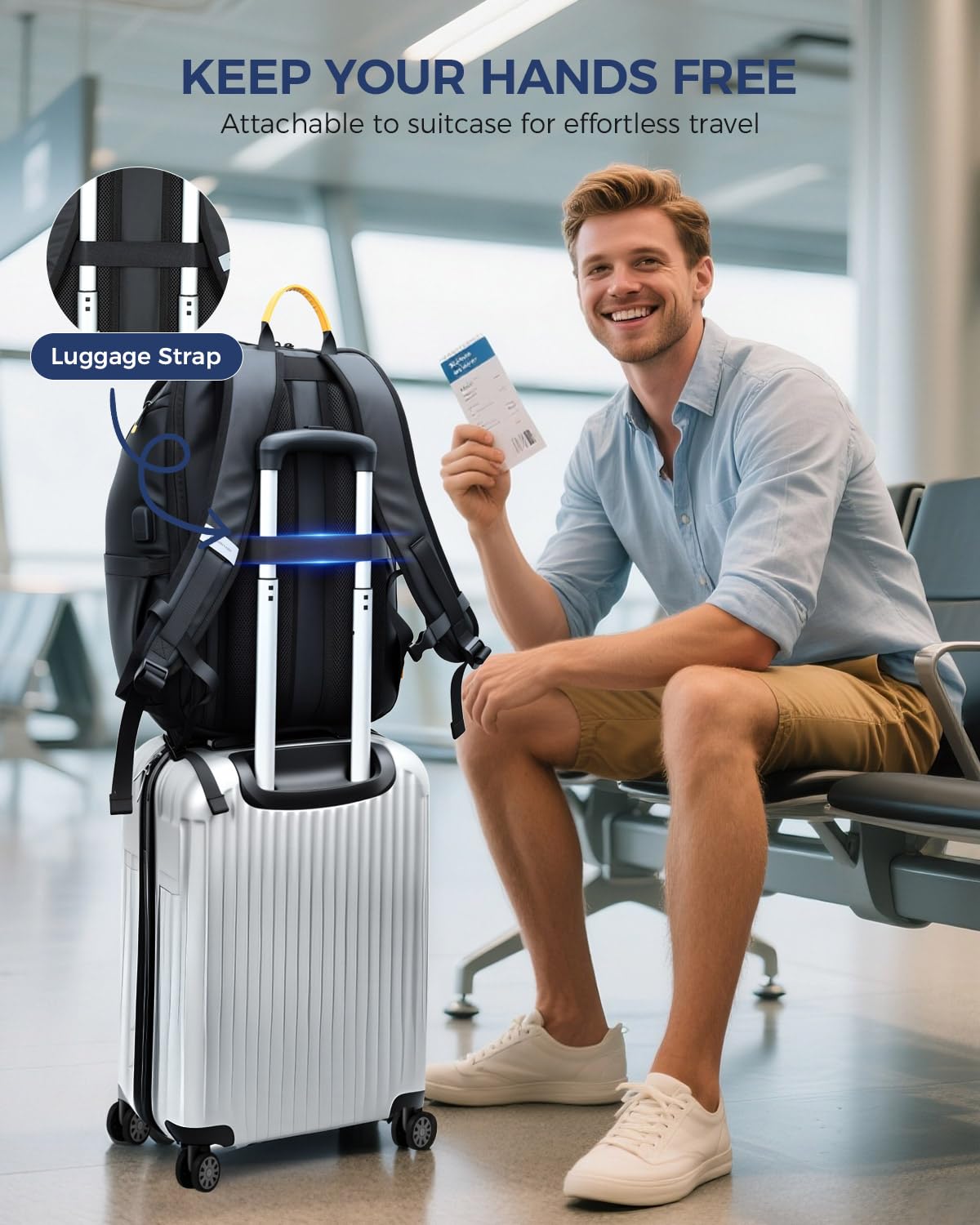 Laptop Backpack for Men - 17.3 Inch Anti Theft Business Backpack with USB Charging Port, Water Resistant Computer Backpack Flight Approved Carry On Travel Backpack for Work College, 30L, Black