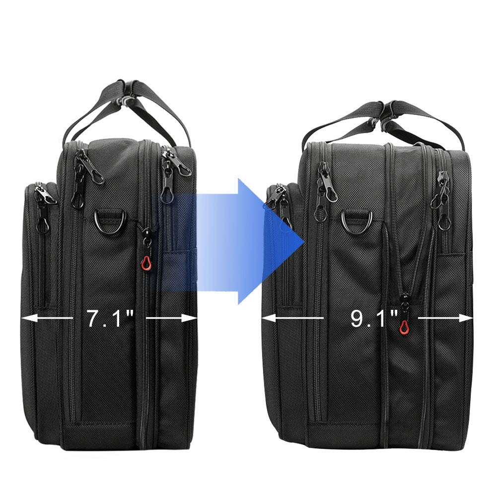 KROSER Laptop Bag XXL Laptop Briefcase Fits Up to 18 Inch Laptop Water-Repellent Gaming Computer Bag Shoulder Bag Expandable Capacity for Travel/Business/School/Men-Black