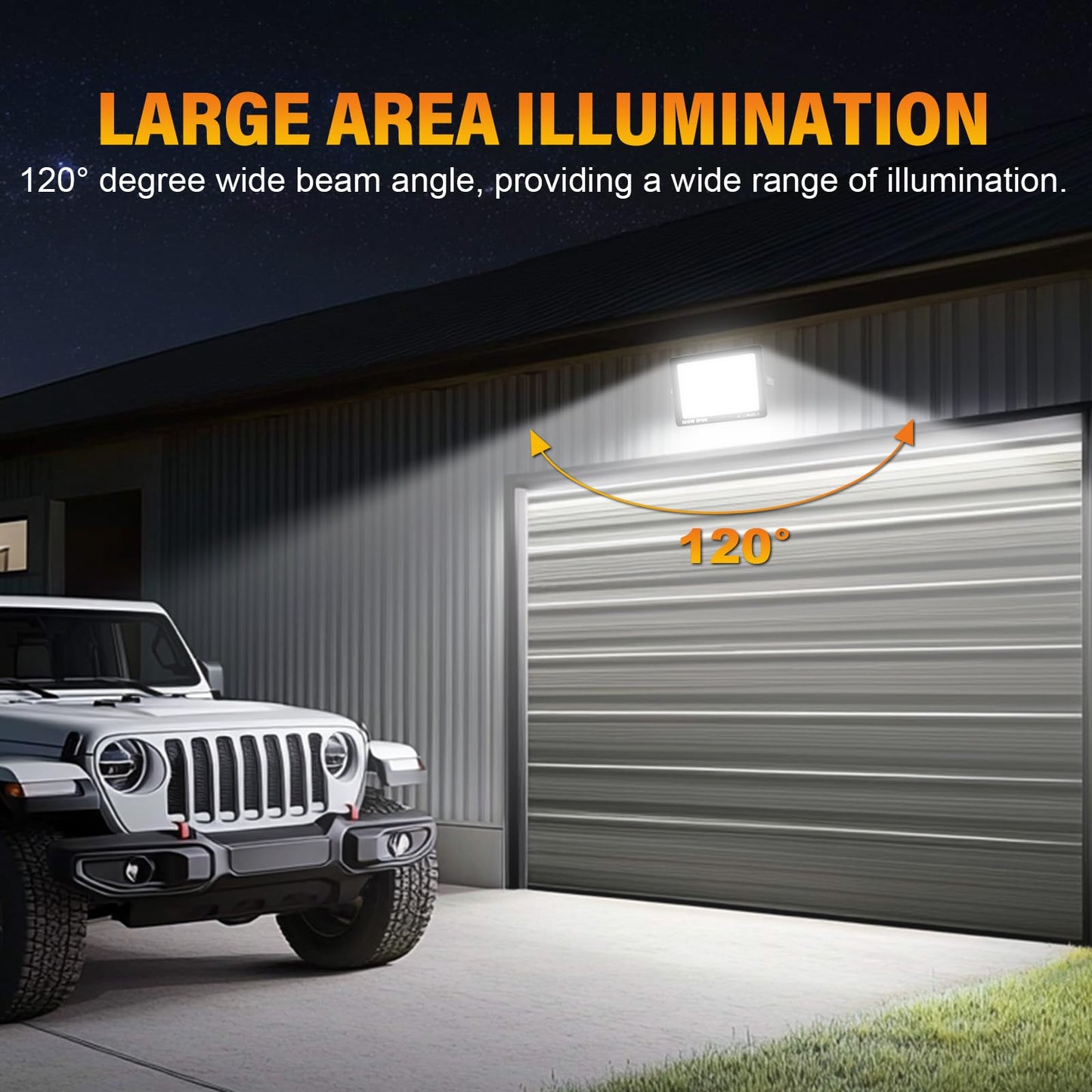 YOJZMA LED Flood Lights Outdoor 200W 20000 lm Bright Security Light with Plug IP66 Waterproof 6000K Cool White Job Site Work Lamp for Factory Garage Garden Playground Yard Lawn Patio