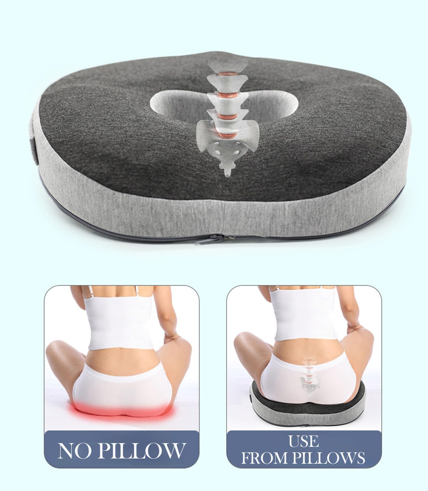 Auoketuo Anti Decubitus Seat Cushion - Donut Orthopedic Seat Cushion, Relieve Hemorrhoids, Prostate, Coccyx, Sciatica and Back Pain, Ideal for Office, Car and Wheelchair