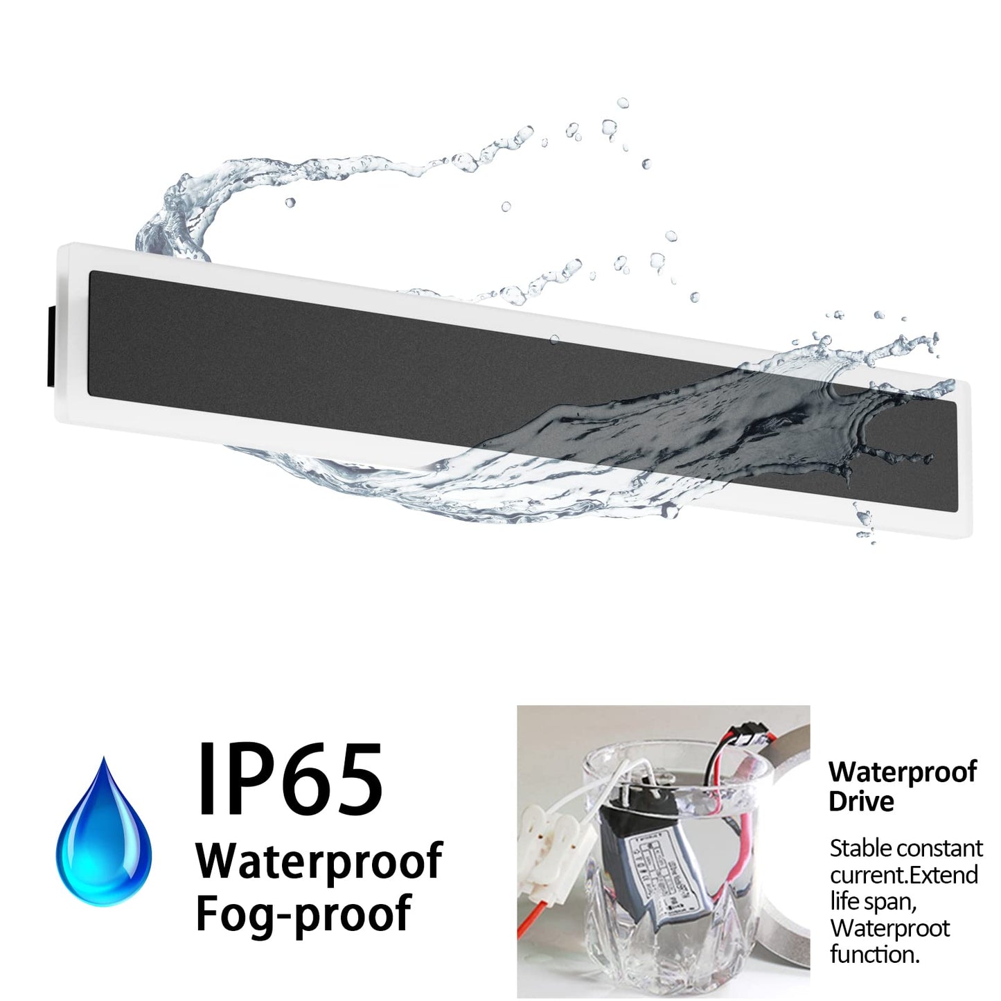 Aipsun 31.5inch Long Strip Modern Outdoor Wall Light Fixture, Black Wall Mount Lighting Sconce Long LED Linear Wall Lamp Exterior Lights Wall Sconce 3000K for House Living Room Corridor(2 Pack)