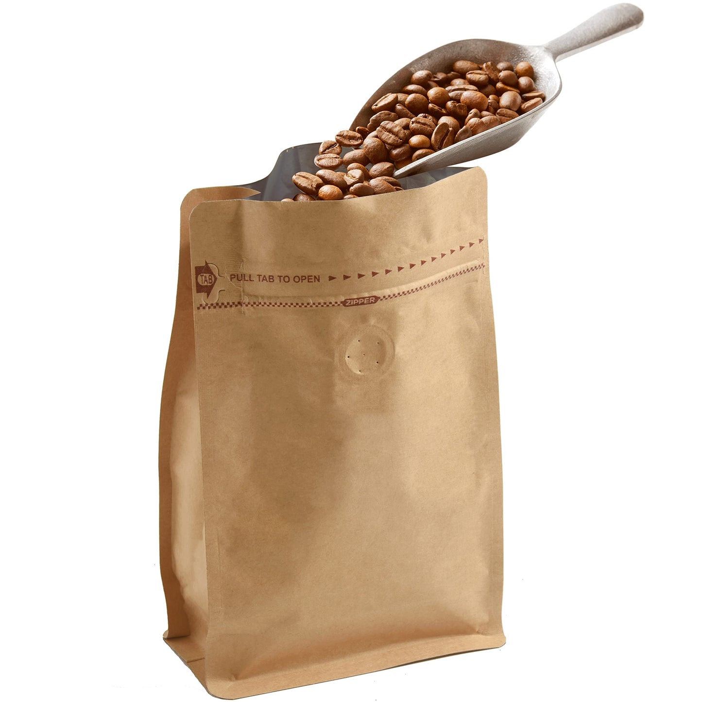 100 Count 0.25 lb Kraft Paper Coffee Bags - High Barrier Kraft & Foil Liner - Flat Bottom Coffee Pouches with Degassing Valve, Food Storage Bags with Rsealable Zipper & Easy Open Tape (100pcs,