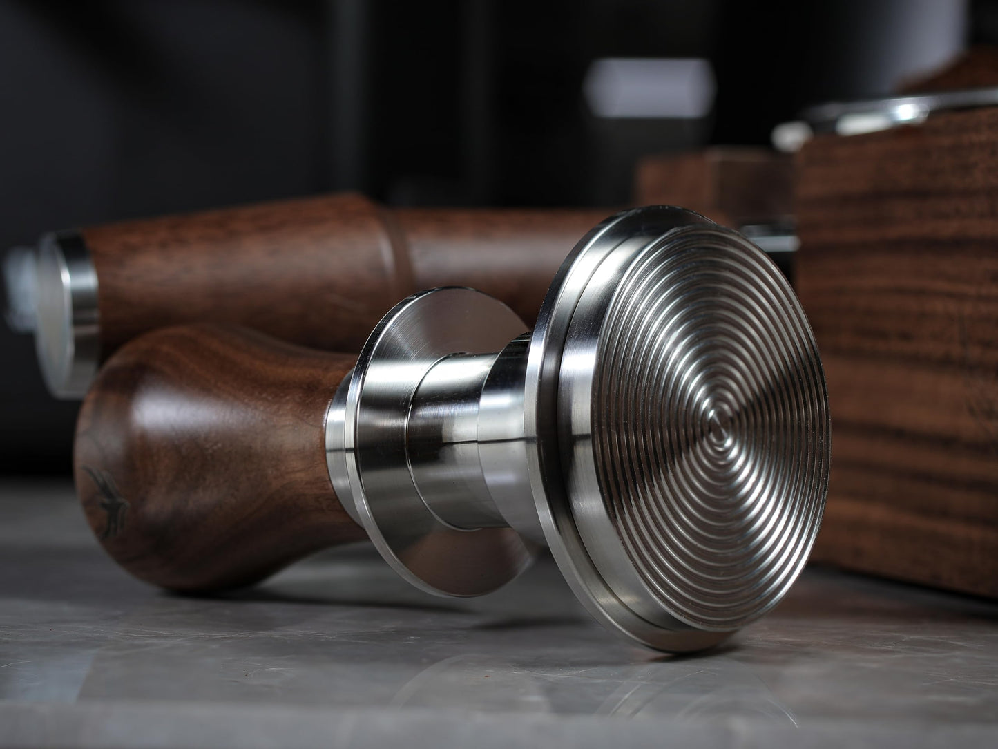 KNODOS 54mm Tamper for Breville Machines Calibrated Tamper Tool Espresso Walnut, Auto-Leveling and 30lb Spring Loaded Design Coffee Tamper with Stainless Steel Ripple Base