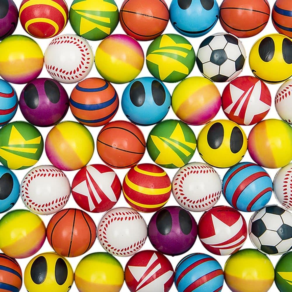 50 Mini Stress Balls Assortment - Bulk 2 Inch Soft Toy Variety Pack Stress Relief Balls, Squeezable Sensory Fidget Balls for Kids, Party Favors, Birthday Gifts for Boys & Girls