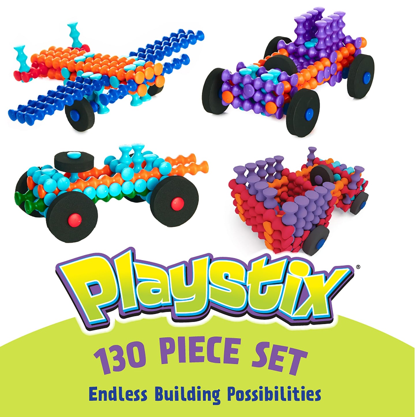 Popular Playthings Playstix Vehicles Set 130 Pieces (Bilingual