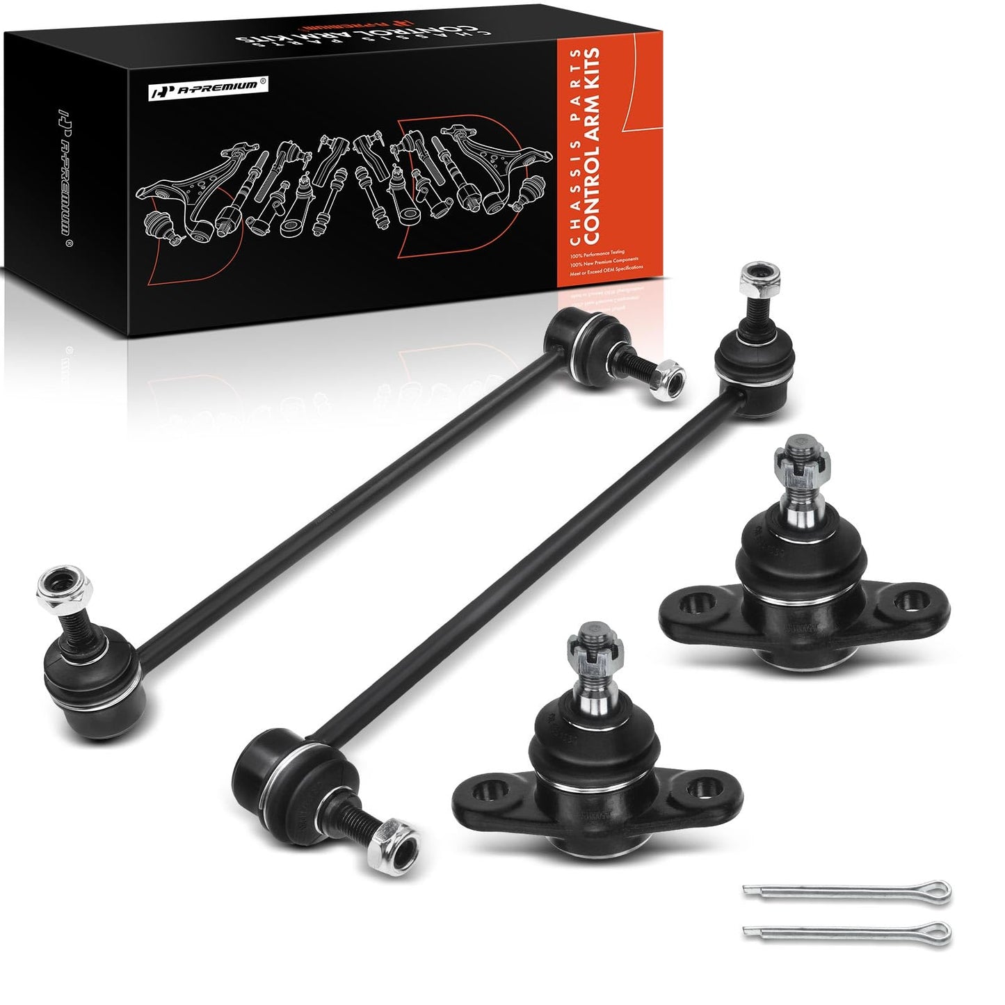 A-Premium Set of 4, Front Sway Bar Link, Lower Ball Joint, Compatible with Hyundai Accent 2006-2011, Kia Rio 2006-2011, Rio5 2006-2011