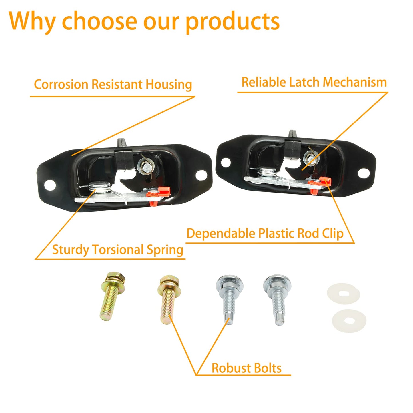 Tailgate Latch Kit, Compatible with 2007-2018 Chevy Silverado & GMC Sierra 1500 2500 3500 HD, Rear Left Driver & Right Passenger Liftgate Key Latch, with Tail Gate Striker Bolts