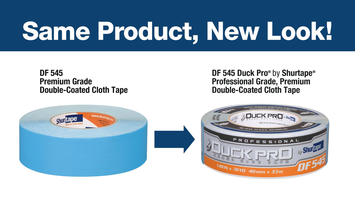 Shurtape DF 545 Double-Sided Carpet and Duct Tape, Sticks to Hardwood, Concrete, Tile and More, Natural with Blue Liner, 48 MM x 33 Meters, 1 Roll (152496)