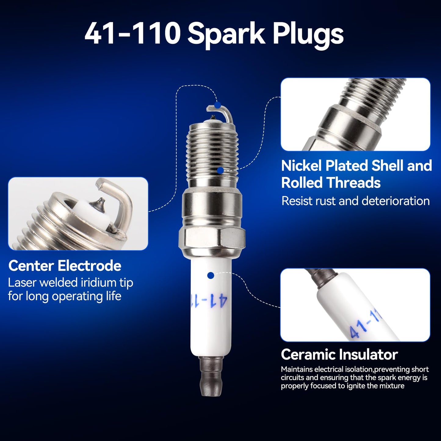 Spark Plug Wires & 41-110 Iridium Spark Plugs Compatible with 2000-2013 Chevy Silverado Suburban GMC Sierra Yukon Express Savana Cadillac Escalade 4.8L 5.3L 6.0L 6.2L V8 LS Replace for 41-162 9748HH