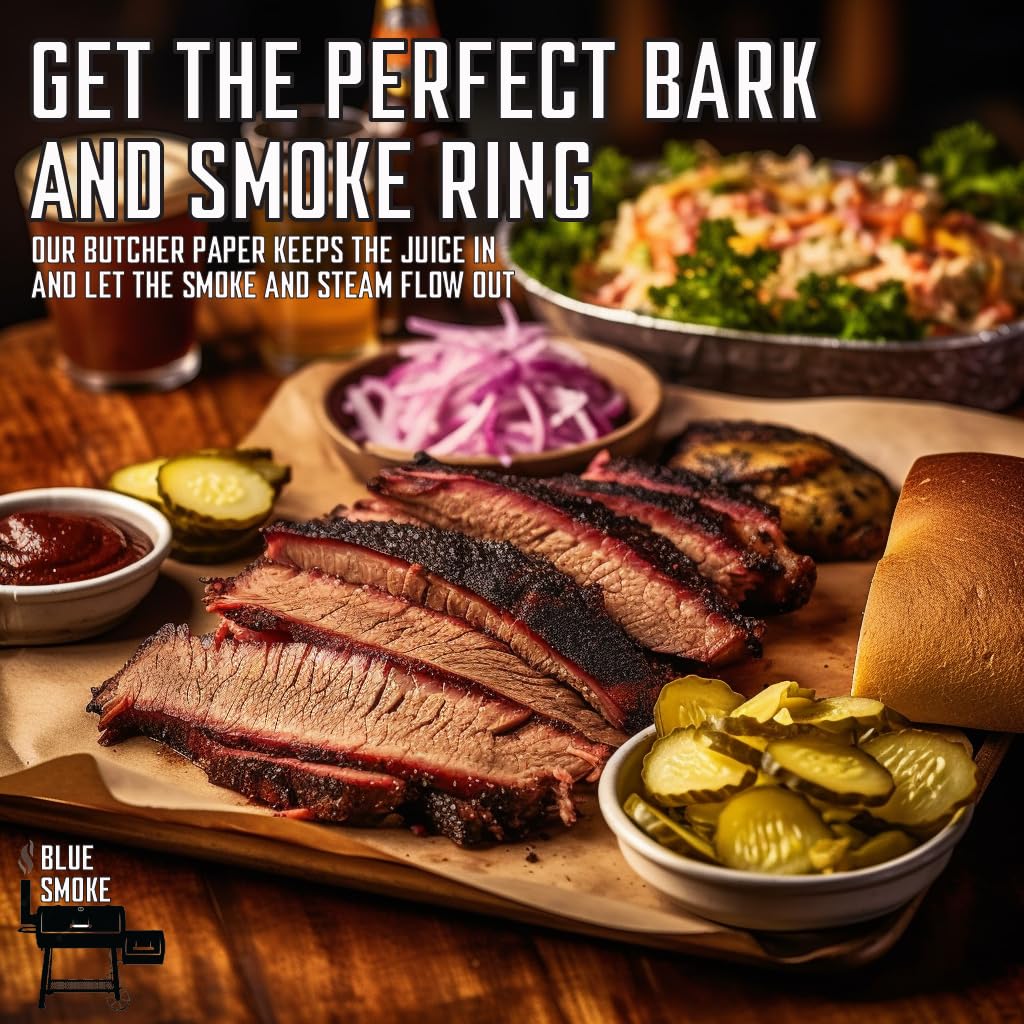 Blue Smoke Extra Wide Pink Butcher Paper Roll (24 inch x 175 feet), Unwaxed, Uncoated, Food Grade Kraft Paper Roll, Craft Paper roll, for Smoking Meat, Peach Butcher Paper, Wrapping Paper, BBQ Paper