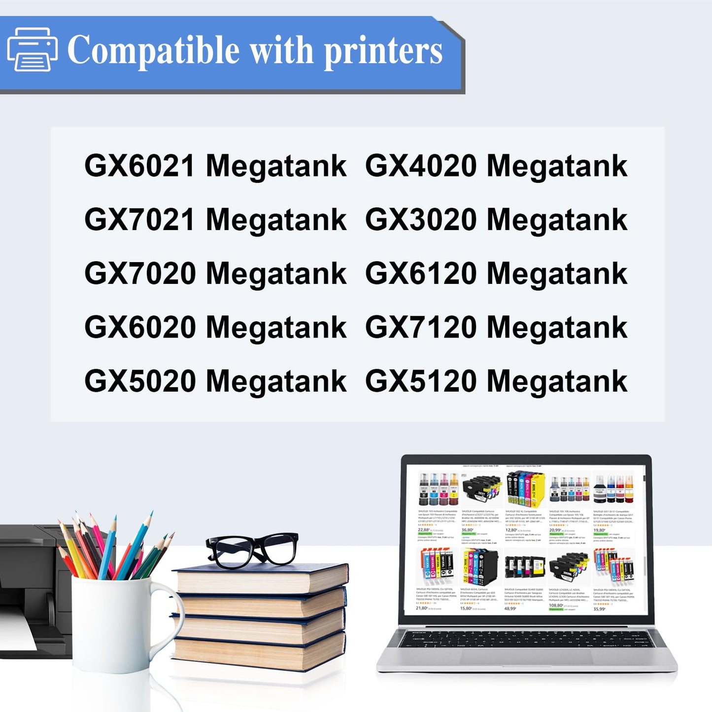 Compatible Refill Bottle Ink Replacement for Canon GI26 GI-26 Refill Pigment Ink Work for Canon PIXMA GX3020 GX4020 GX5020 GX6020 GX6021 GX7020 GX7021 Printers (4-Pack,BK 135ml /CMY 70ml)