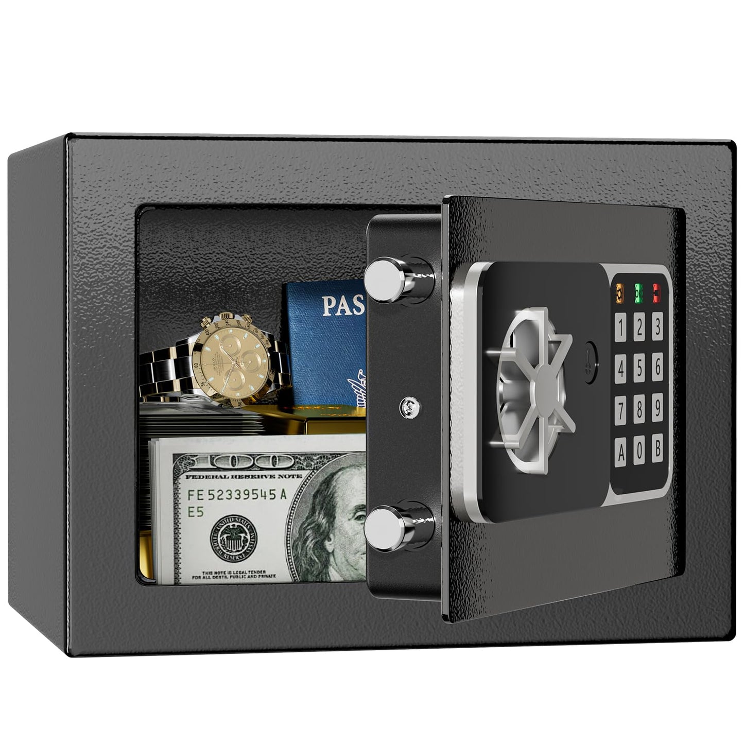 KABISAFE Safe with Digital Security Keypad, 0.5 Cubic Ft Small Safe Box, Money Safe for Home Office Travel Business Jewelry Money Storage (Black)