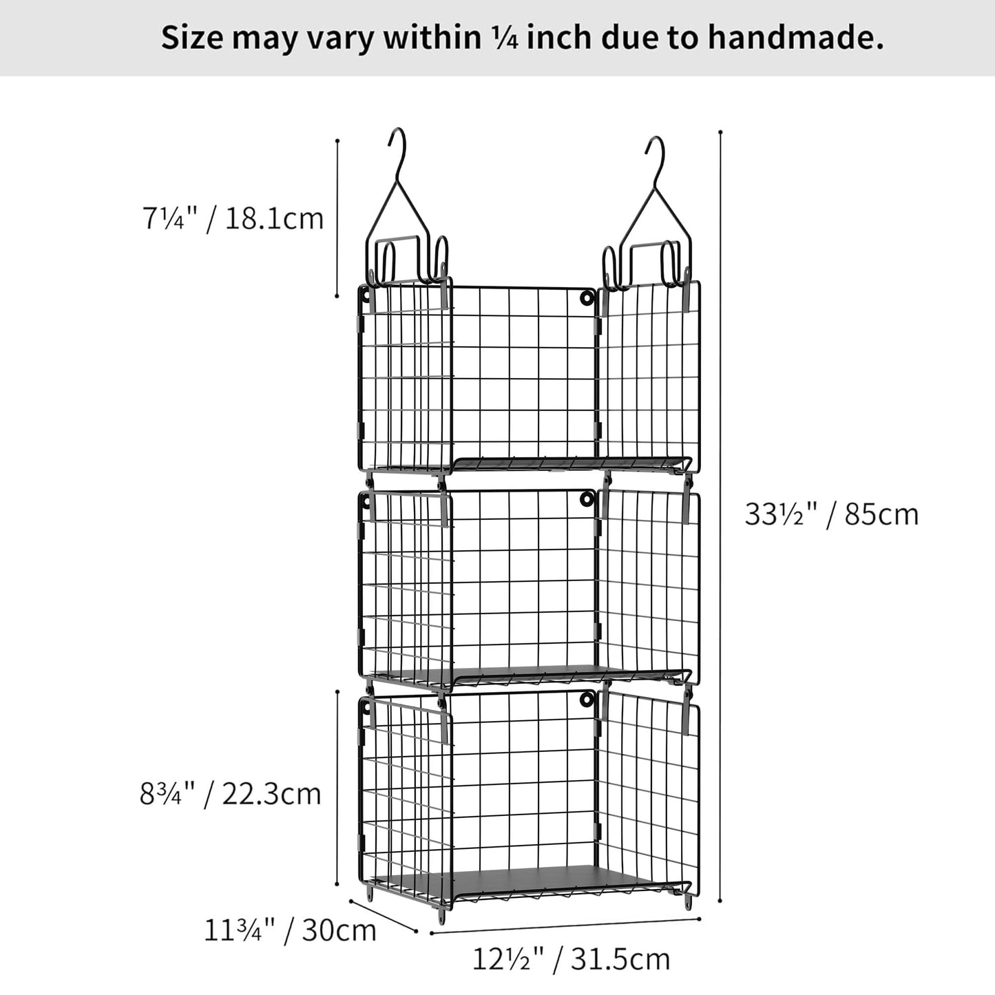 GRANNY SAYS 3-Shelf Metal Hanging Closet Organizer, Pack of 1 Hanging Storage Shelves for Organizing Kitchen Pantry, Wardrobe Clothes Organizer and Storage, Wire Baskets Storage Organization, Black