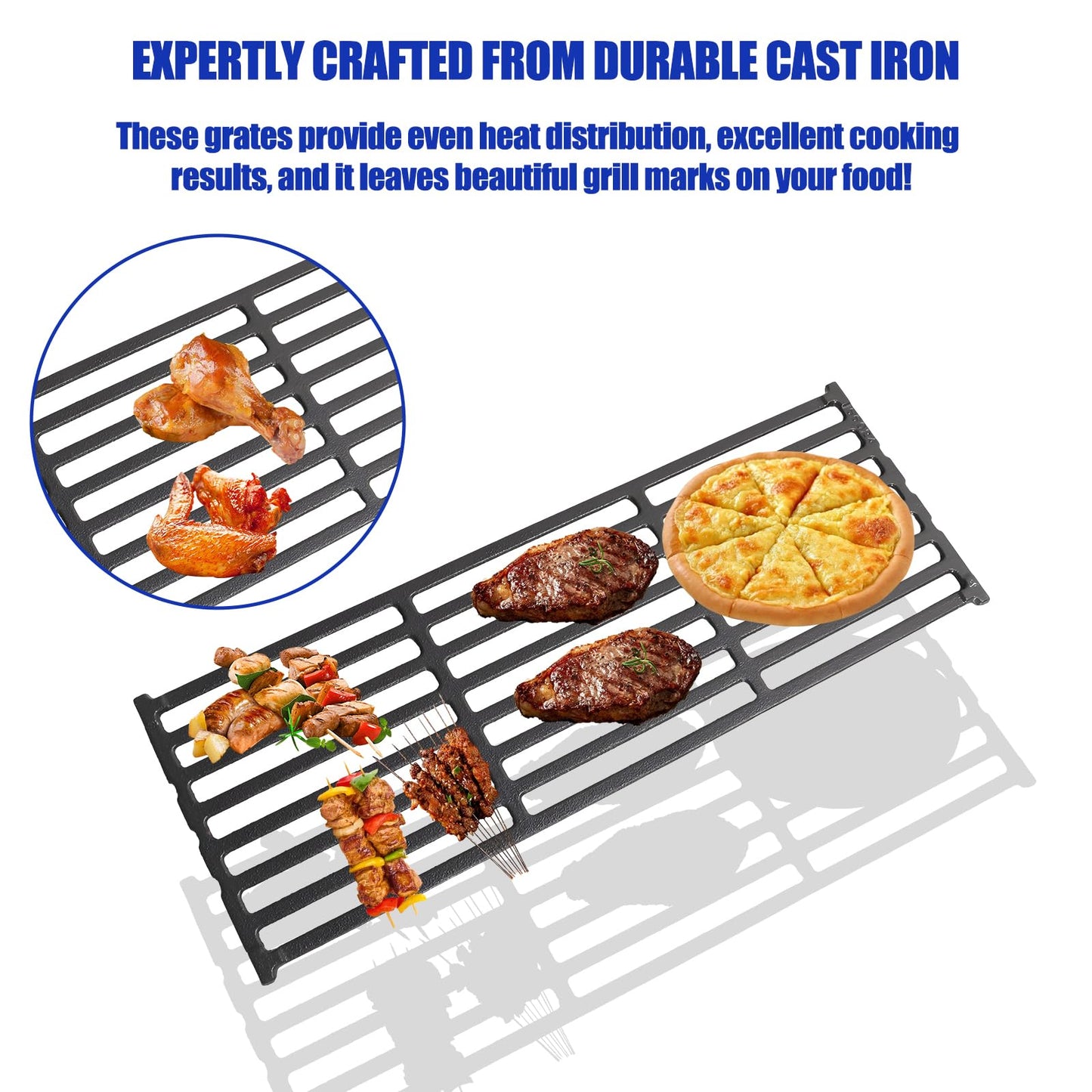 Cast Iron Cooking Grates Replacement Parts for Broil King Baron 440 320 340 420 S420 S320 Series 4 Pack Cast Iron Grill Grid for Huntington 2122-64 2122-67 Models