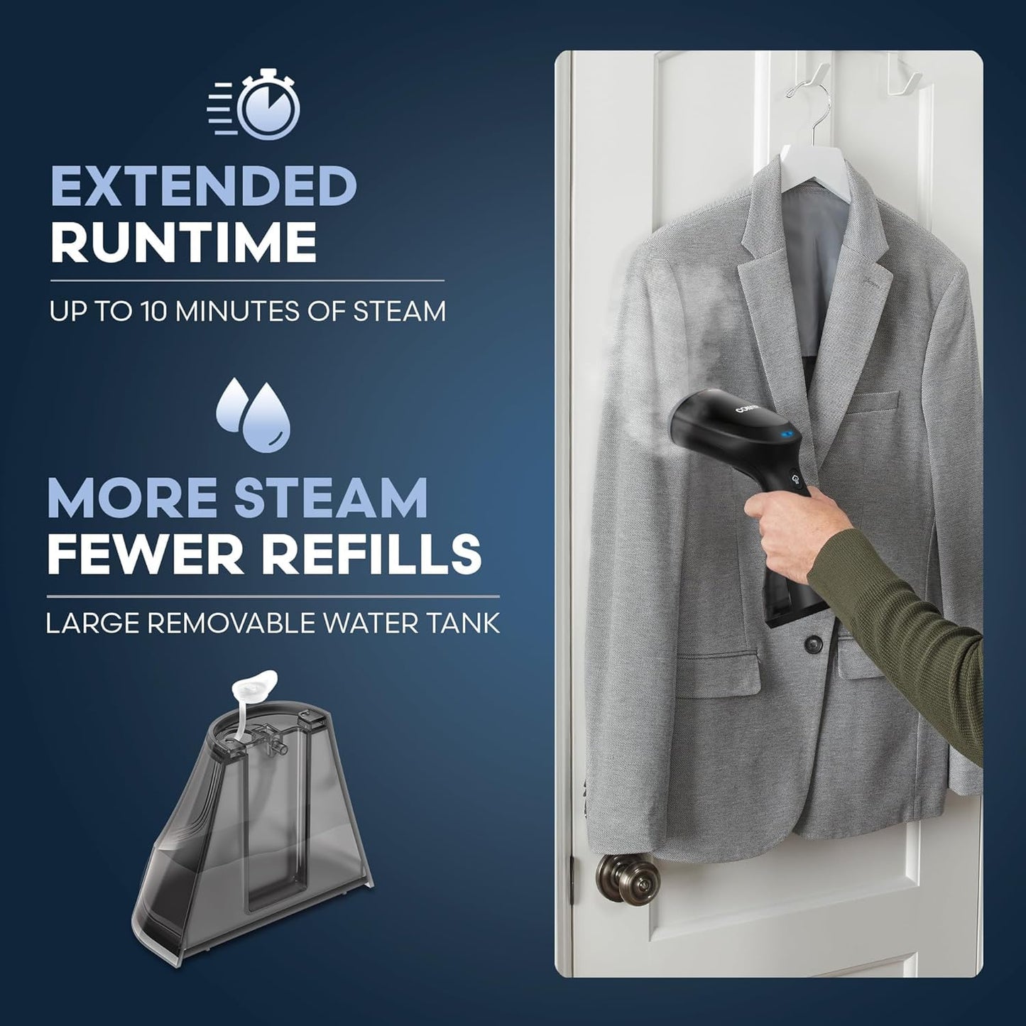 Conair Compact Garment Steamer for Clothes, 1100 watts, Small Size Tackles Big Wrinkles with Fast Heat Up