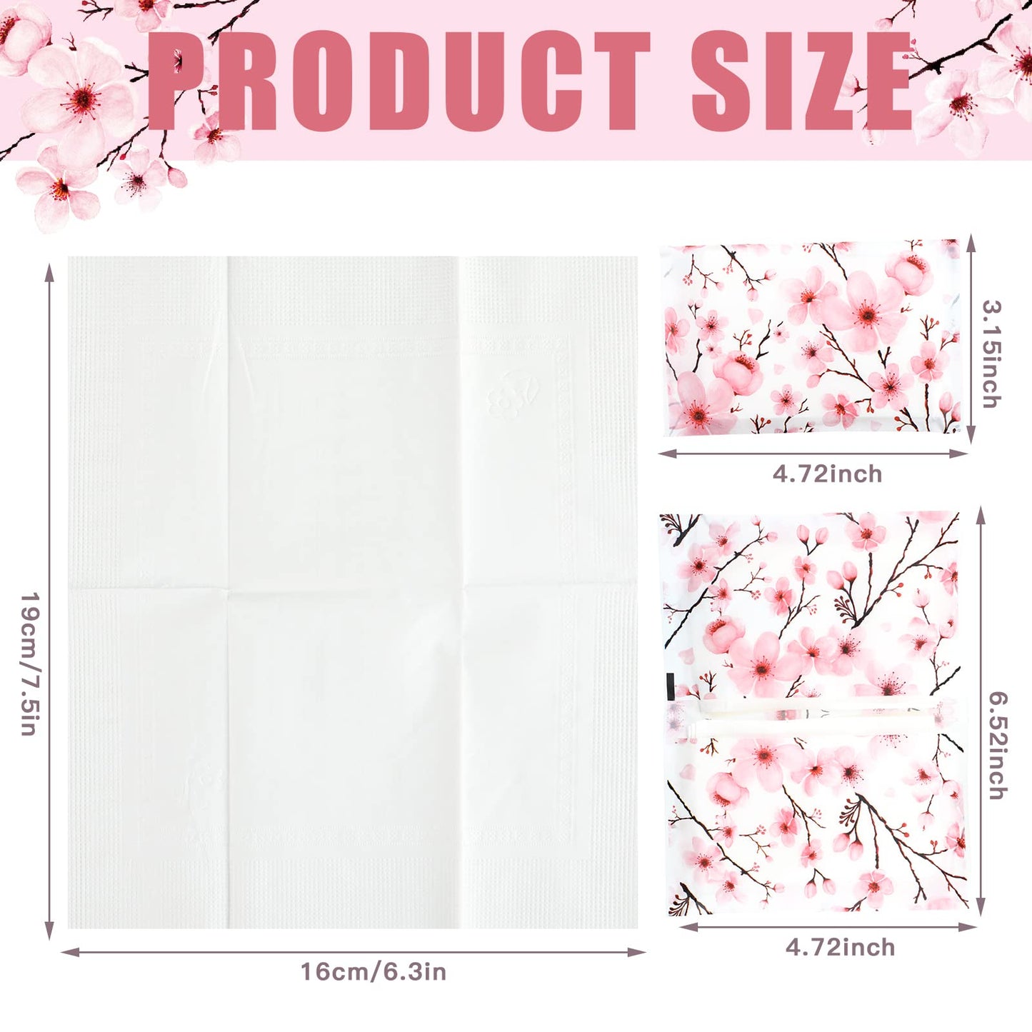 Geyee 50 Packs Tissue Travel Size Facial Paper Napkins Travel Packs Disposable Pocket Tissues for Wedding Guest Traveling School Purse Home Supplies, 500 Sheets 3 Ply(Cherry Blossoms)