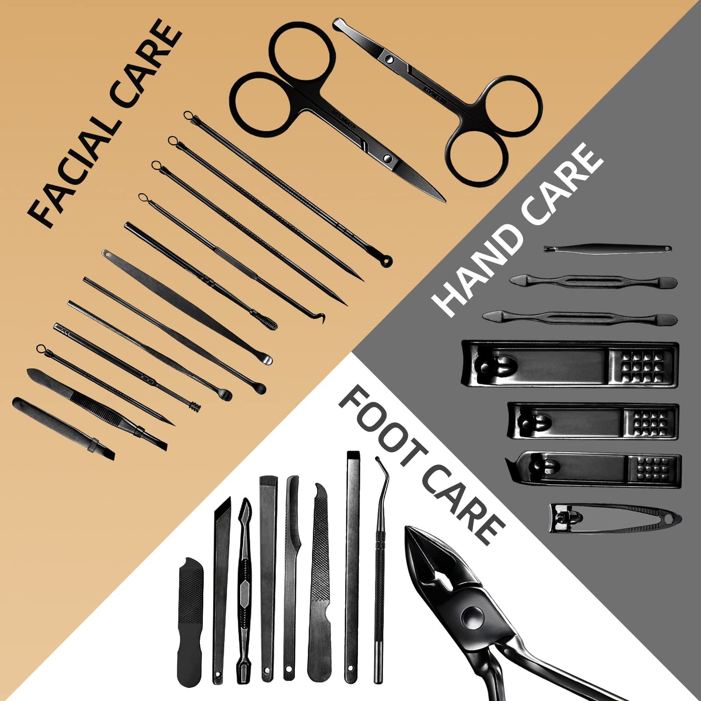 Manicure Set 30 in 1 Nail Clipper set,RedFlow Nail Clippers,Fingernail & Toenail Clippers,Manicure Tools,Pedicure Tools,Suitable for Travel Manicure Kit,Nail Set Kit With Everything Profe(Black)