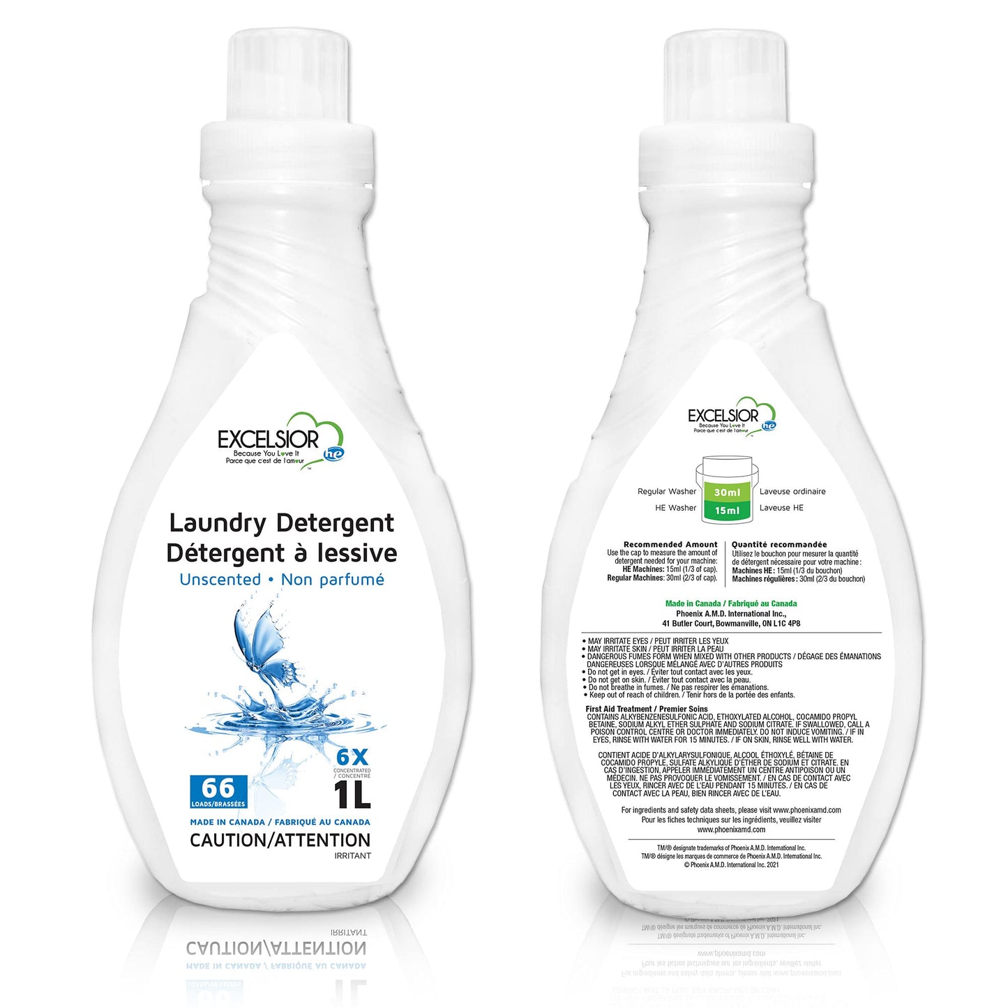 Excelsior (Because You Love It) - Hypoallergenic Laundry Detergent with Natural Stain Remover for 66 Loads of unscented clean clothes - 1 Liter Eco-friendly & Sensitive Skin Laundry Detergent