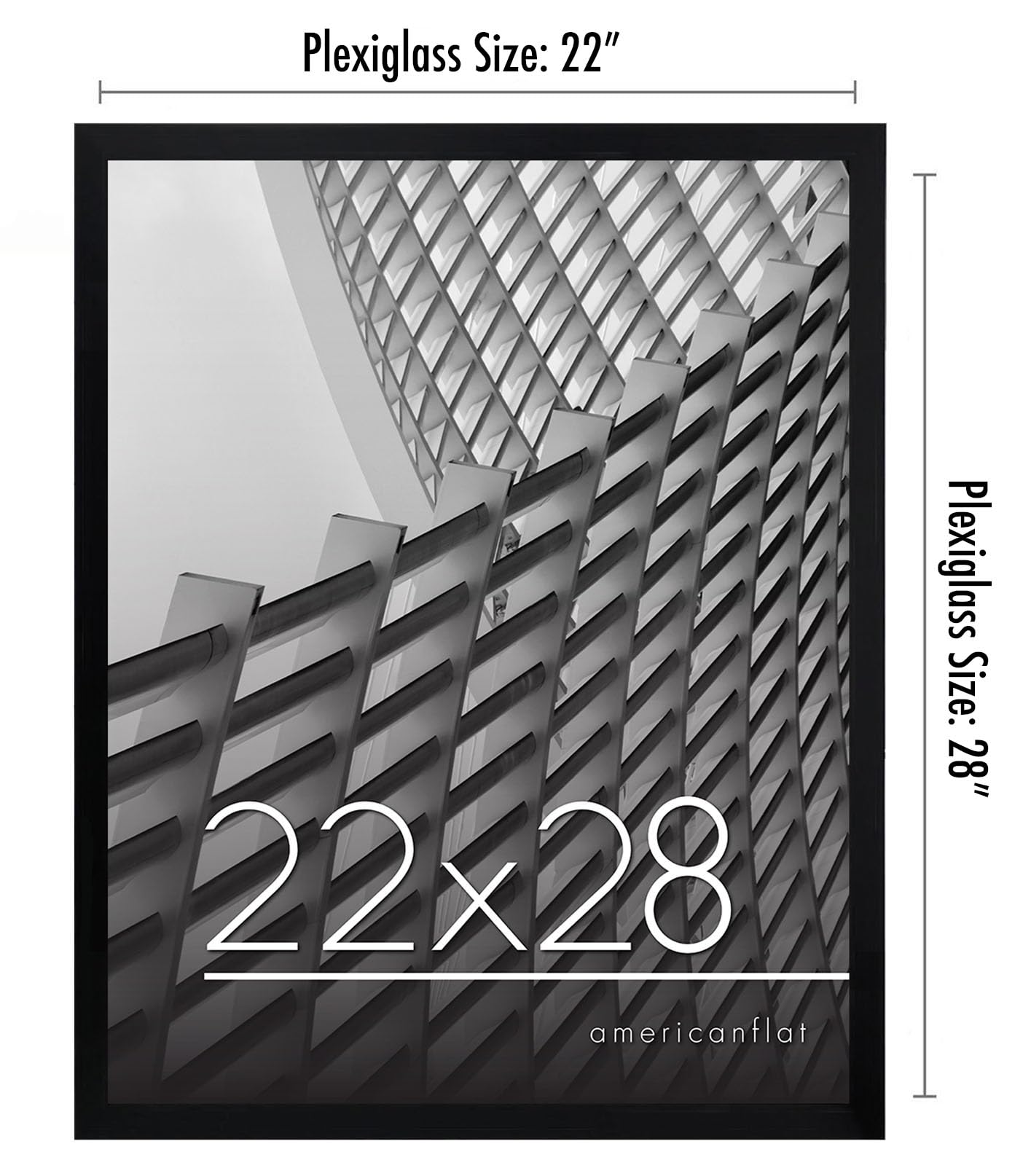 Americanflat 22x28 Poster Frame with Polished Plexiglass - Streamline Collection - Thin Border Picture Frame for Wall Display - Hanging Hardware Included - Black