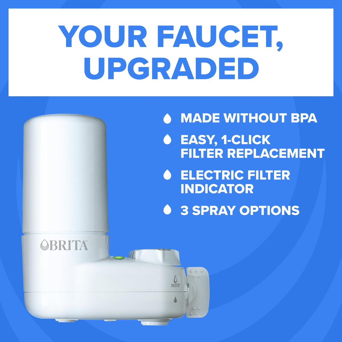 Brita Tap Water Purifier Filter System, Filter Change Reminder, Fits Standard Faucets Only, Complete, White
