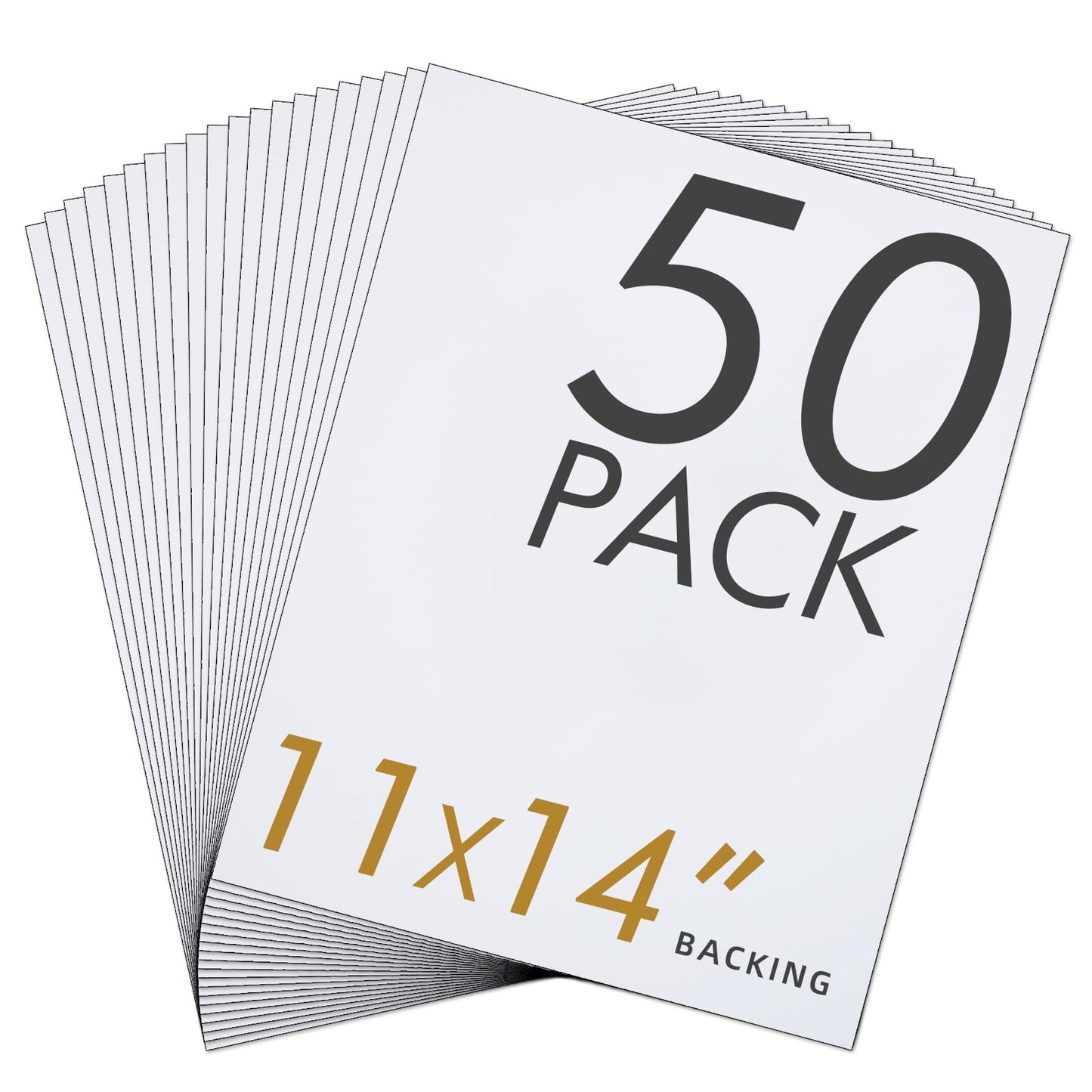 Falling in Art 50 Pack Acid-Free Mat Boards - 11x14 Uncut White Backing Boards, 4 - Ply Thickness Backer Boards for Photos, Pictures, Frames, Artworks and Prints