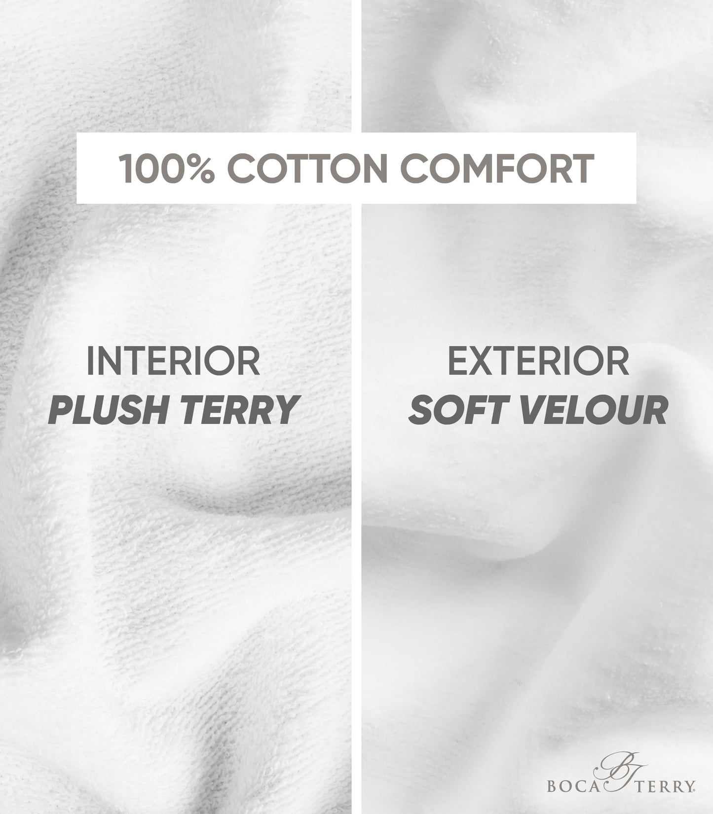 Men's Terry Cloth Robe by BOCA TERRY, Luxury Bathrobe, Plush White Cotton Spa Robes