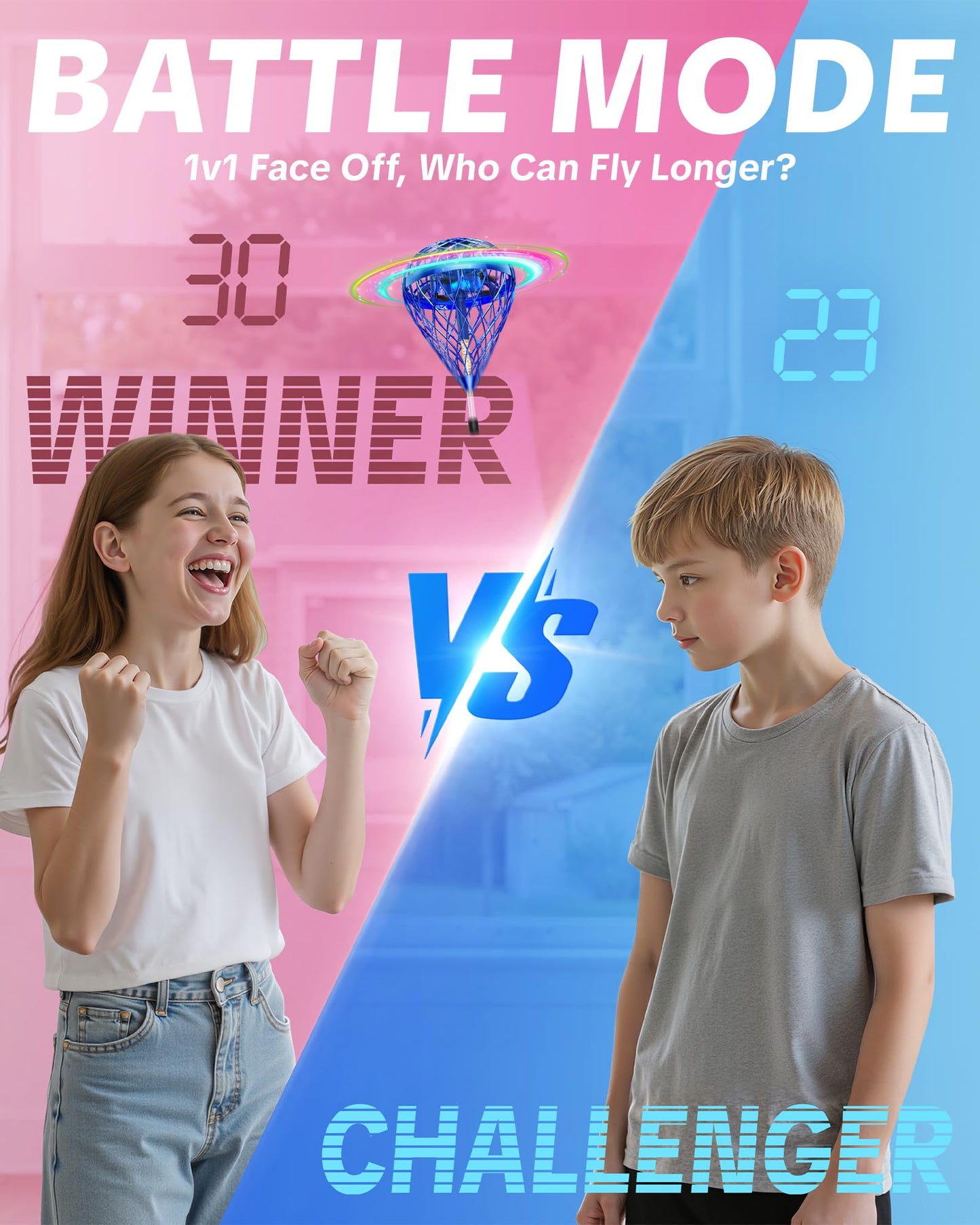 Flystars Flying Bouncing Toys, Next-Gen Pro 2025 Cosmic Globe Flying Orb Ball Motion-Control Hover Spinner with 3D Flips, Cool Interactive Gift Toy for Kids 6+ Boys Girls Teens (Blue)