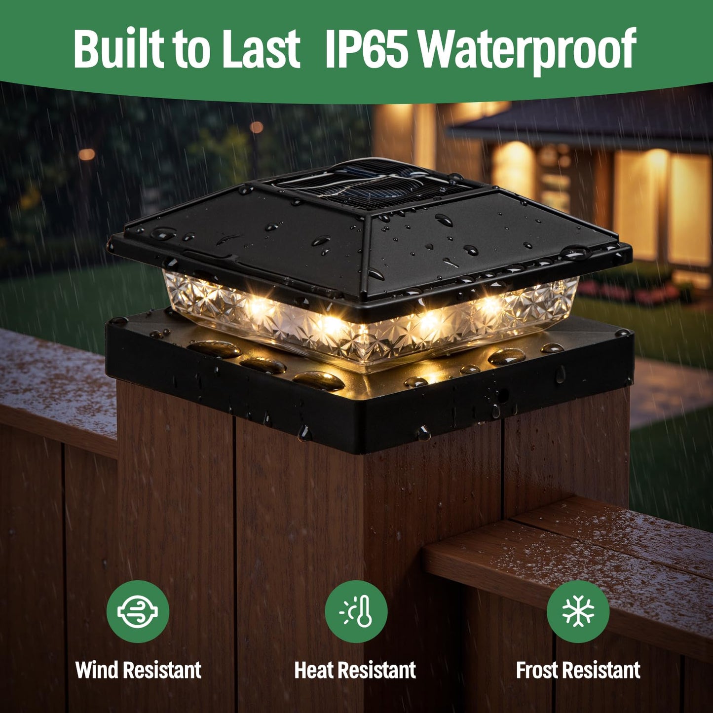 JOFIOS Solar Post Cap Lights 6pack, 4x4 Deck Fence Post Solar Lights Outdoor with Warm White Lighting,Black Waterproof Solar Post Lights for Vinyl/Wood Posts to Decorate Fence, Deck,Garden, Patio