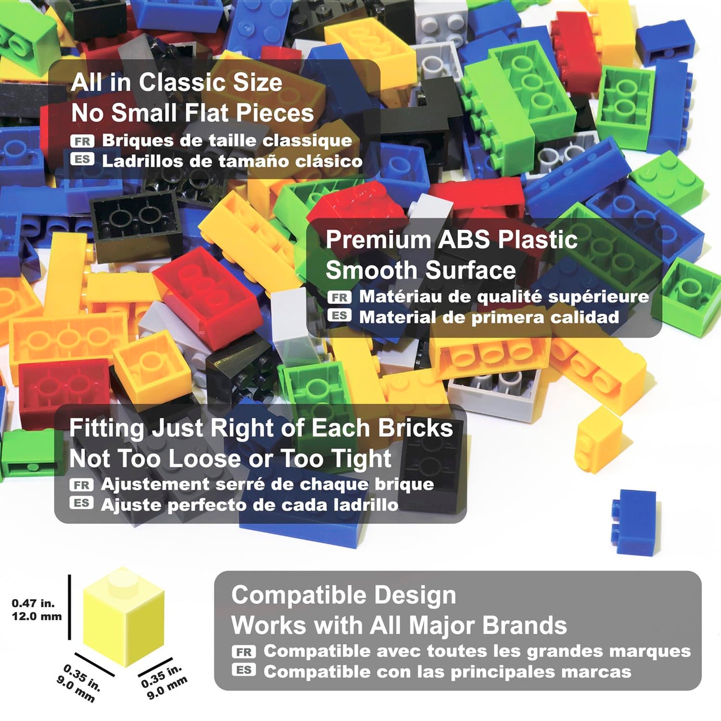 Bestoyz 1000 Pieces Building Blocks, Bulk Classic Building Bricks Toy, Big Box of Basic Bricks, Compatible with Major Brands, Educational Construction Toys & Gifts for Kids 6+