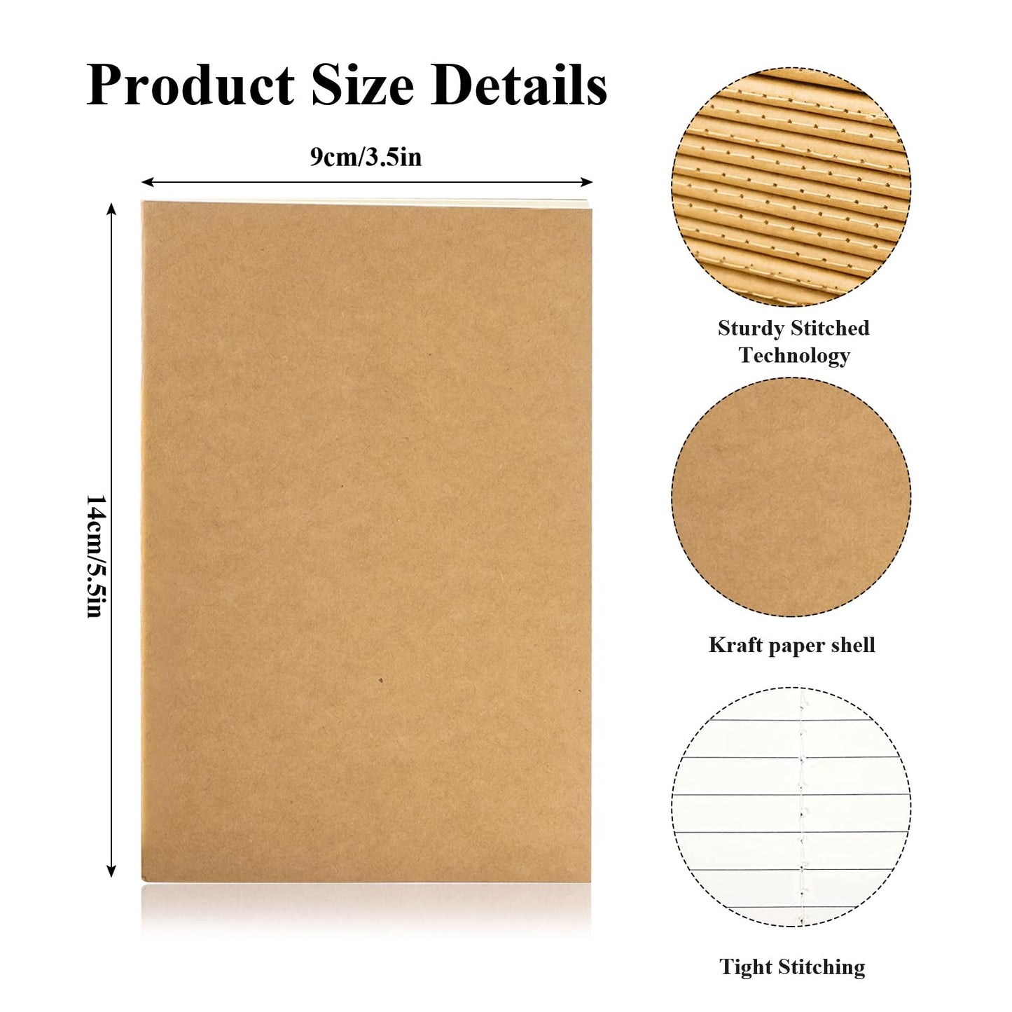 Mini Notebooks 96 Pack, Pocket Size 3.5 x 5.5 Inch Small Journals, Kraft Lined & Blank Memo Notepads for Travelers, Students, Office School Supplies (Brown & Black)