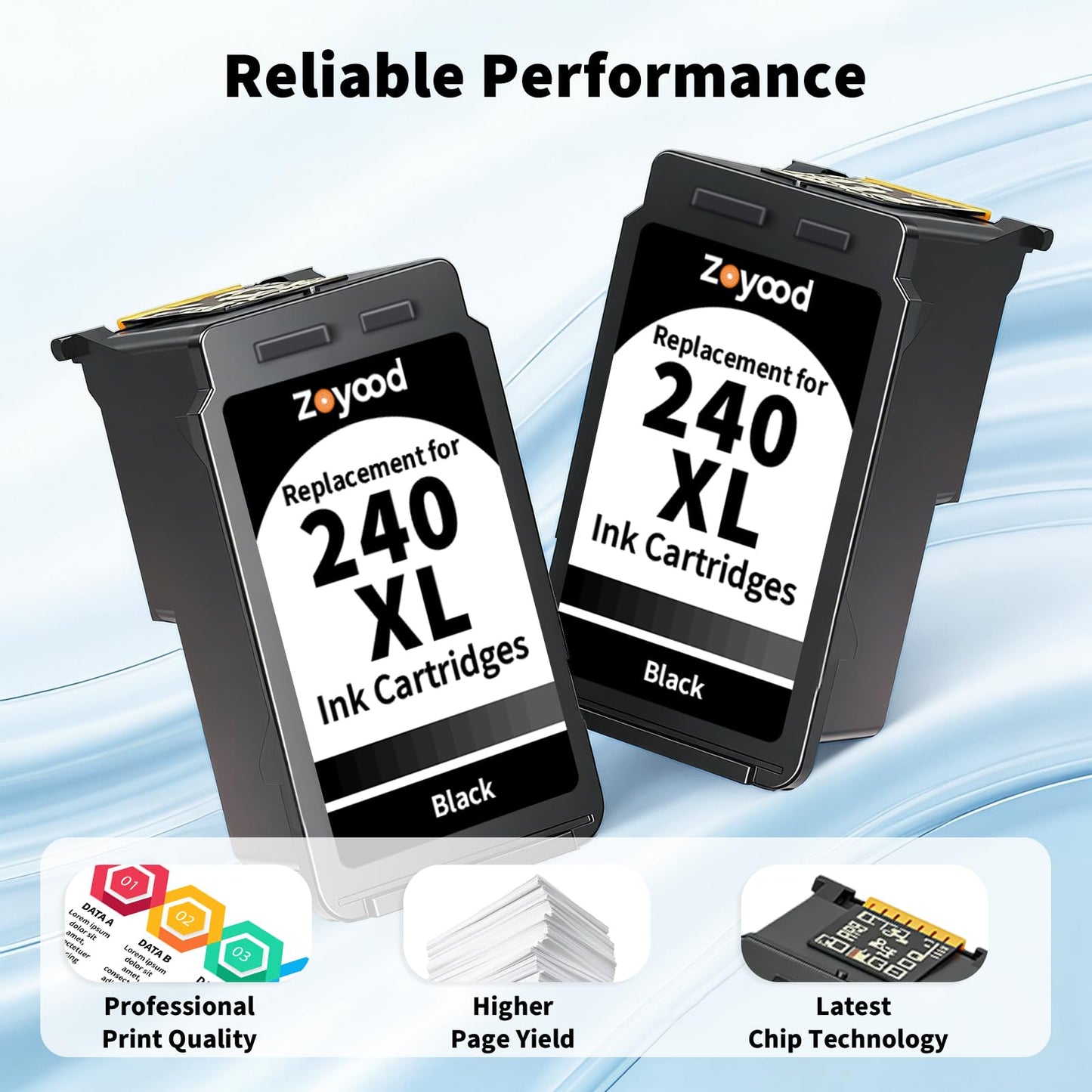 Zoyood 240XL Black Ink Cartridge Replacement for Canon PG-240XL Black Ink cartridges Compatible with Canon Pixma MG3620 MG3520 MG2120 TS5120 MX532 MX512 MX479 MX392 Printer (2 Black)