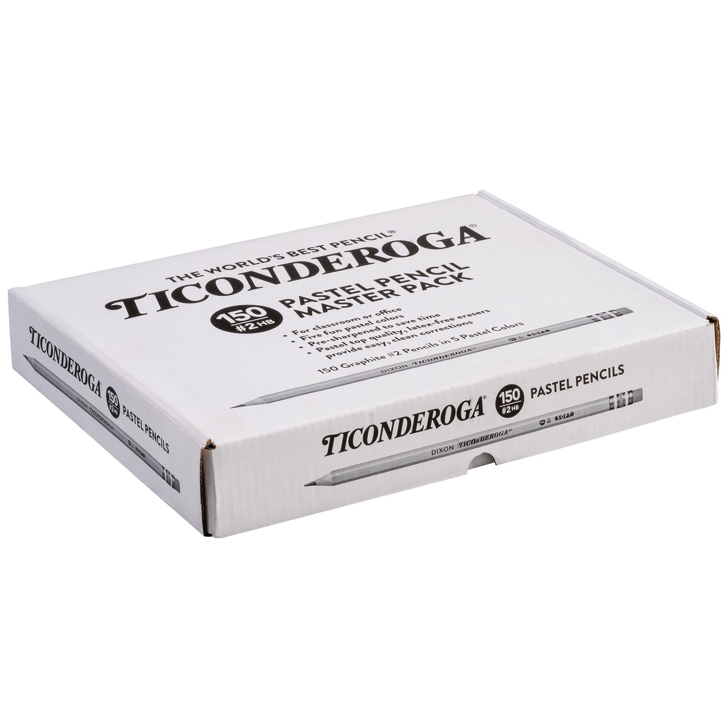 Ticonderoga Wood-Cased Pencils Master Pack, Pre-Sharpened, #2 HB Soft, Pastel Colors, 150 Count
