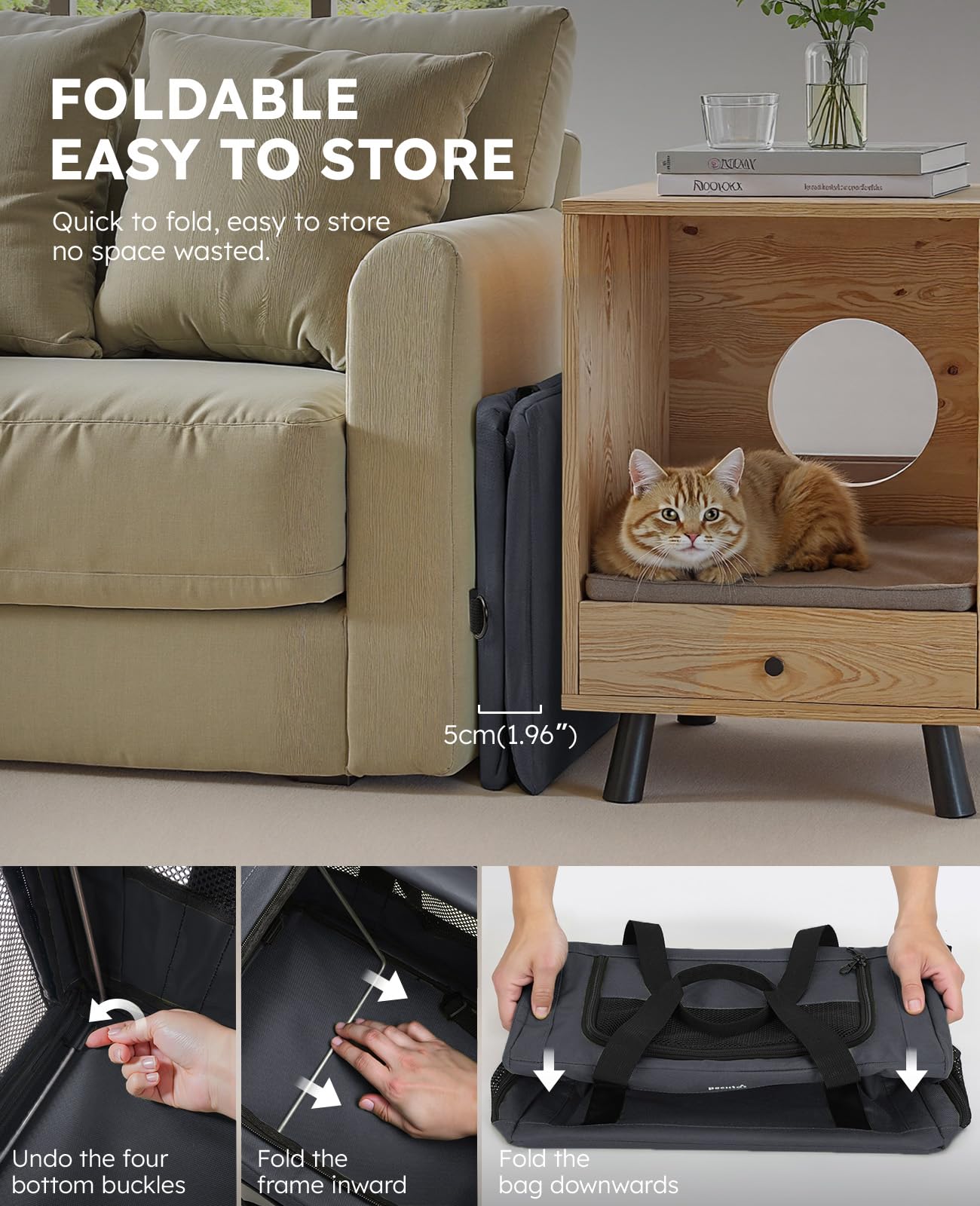 Pecute Cat Carrier Dog Carrier with Stable Structure,Breathable Mesh Fabric Pet Carrier for for Small Cats Dogs Puppies up to 7KG,Soft-Sided Dog Carrier Suitable for Both Long and Short Trips,Black,XL