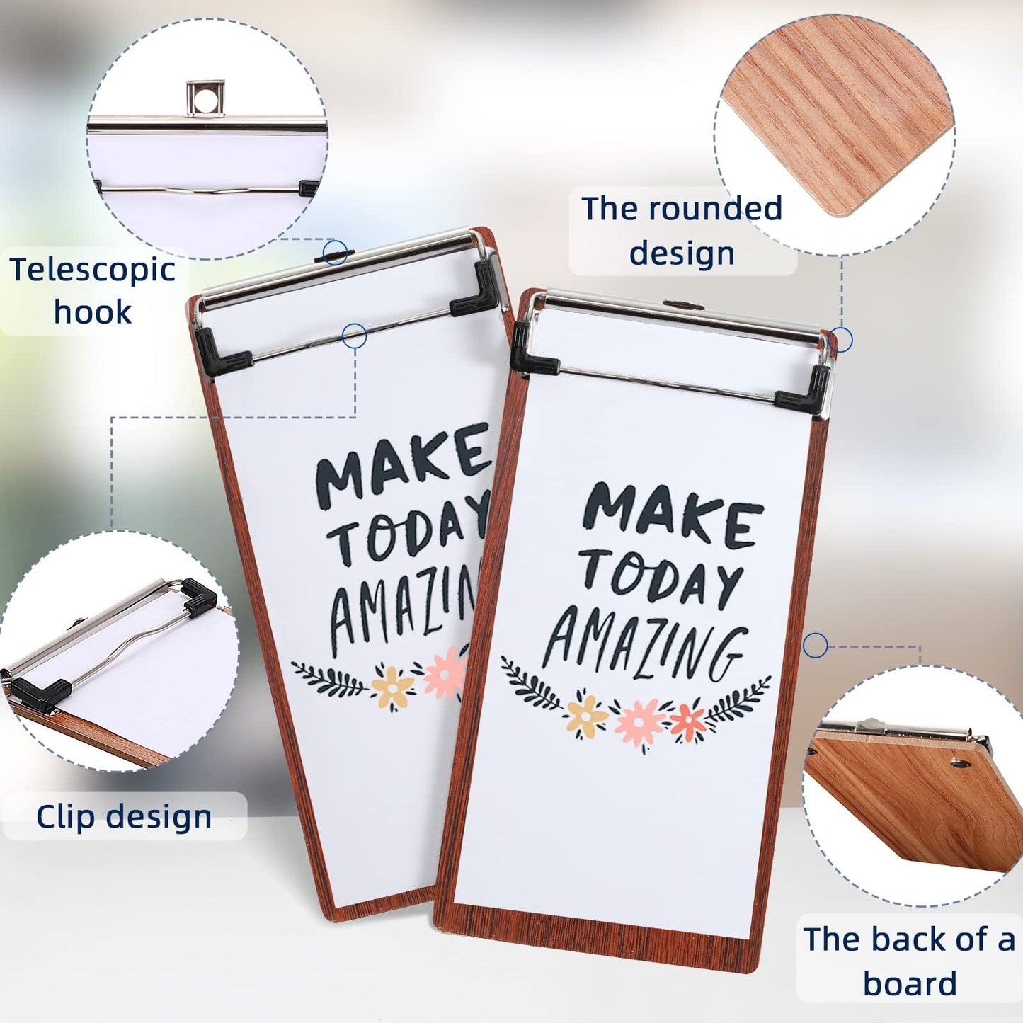 Mini Clipboard Small Clipboards Wooden Half Page Clipboard Wood Check Presenters Kids Clipboards for Restaurant School Waitress Guest Server Books Menu Holder 8 x 4 Inch (20 Pieces)