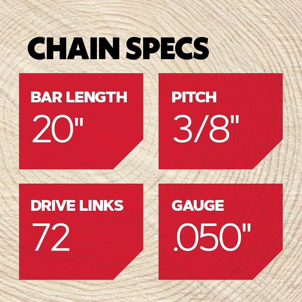 Oregon D72 AdvanceCut Chainsaw Chain for 20-Inch Bar -72 Drive Links – low-kickback chain fits Husqvarna, Stihl, Dolmar, Jonsered and more