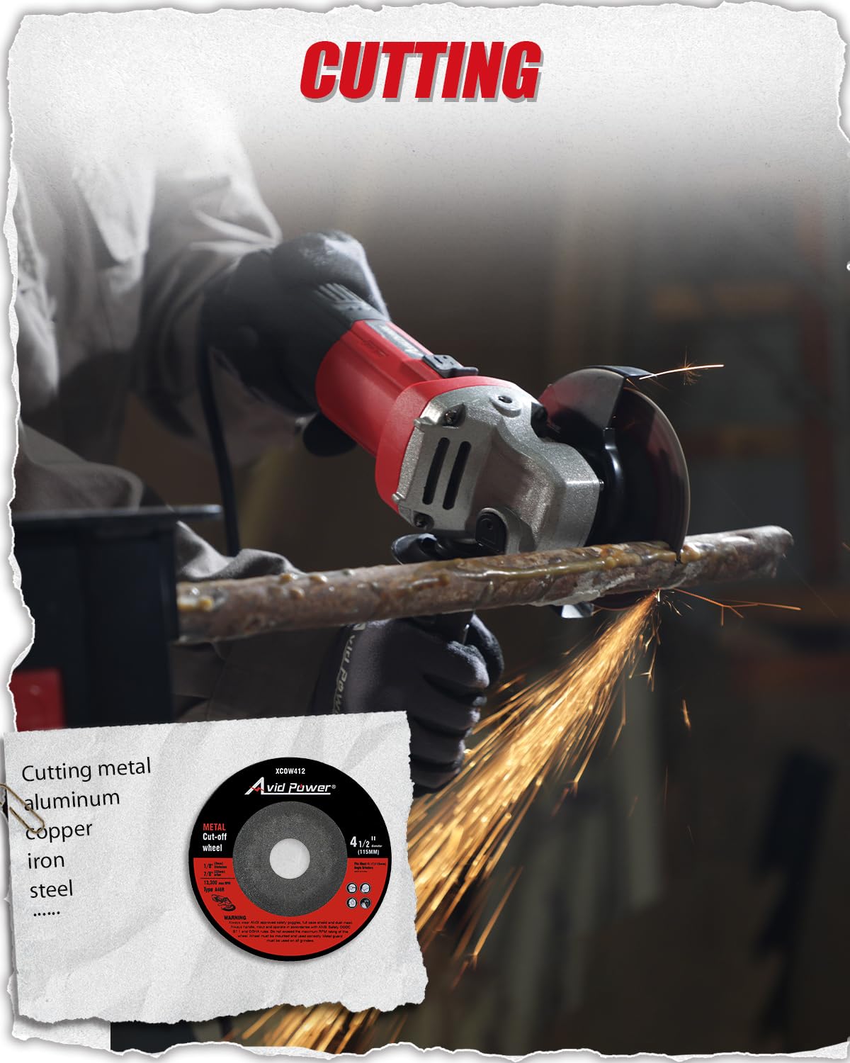 AVID POWER Angle Grinder, 7.5-Amp 4-1/2 inch Electric Grinder Power Tools with Grinding Wheels, Cutting Wheels, Flap Disc and Auxiliary Handle for Cutting, Grinding, Polishing and Rust Removal