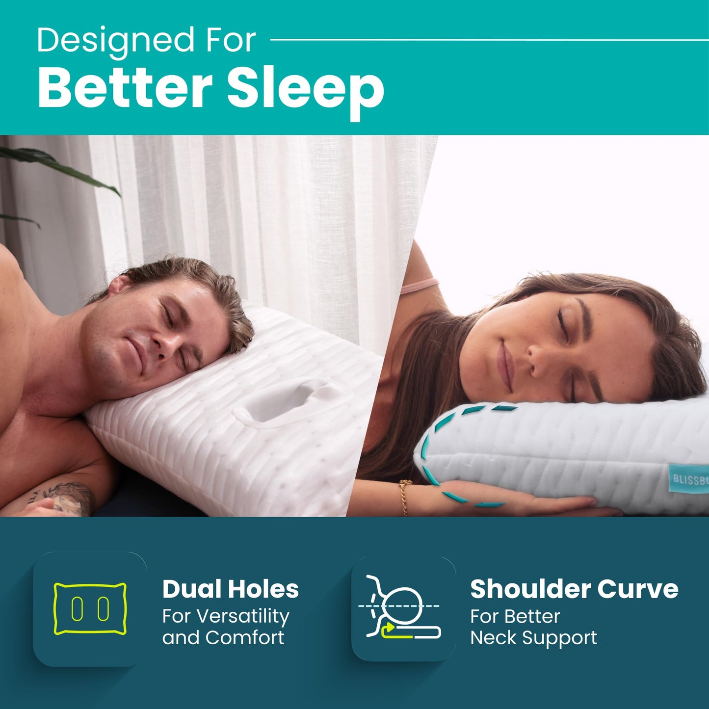 BLISSBURY Ear Pillow with Ear Hole for Sleeping with Sore Ear Pain | Piercing Pillow | Adjustable Memory Foam Pillow with Holes for chondrodermatitis CNH | Ear Piercing Protection | Support earplugs