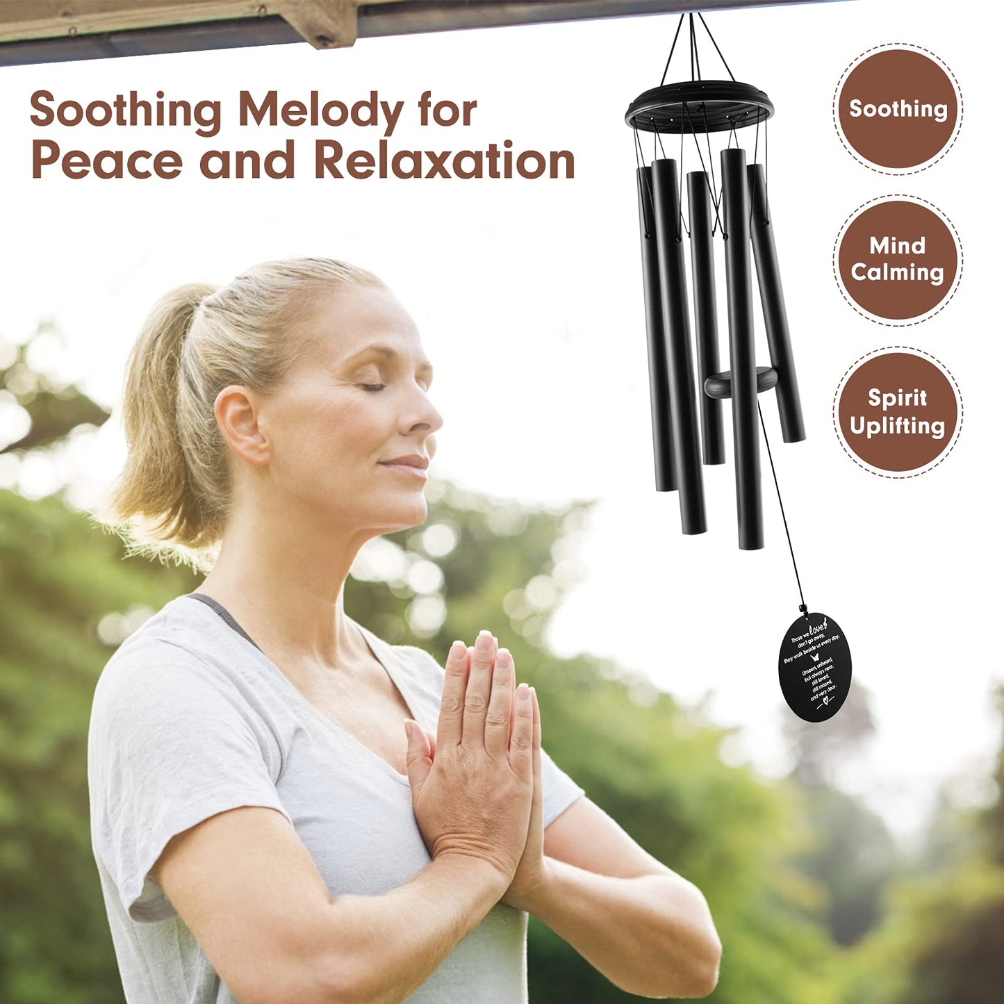 YOUNTASY Sympathy Wind Chimes, Memorial Wind Chimes for Loss of Loved One Prime, Windchimes in Memory of a Loved One, Loss of Father Mother Bereavement/Sympathy/Memorial Gifts for Remembrance, 35in