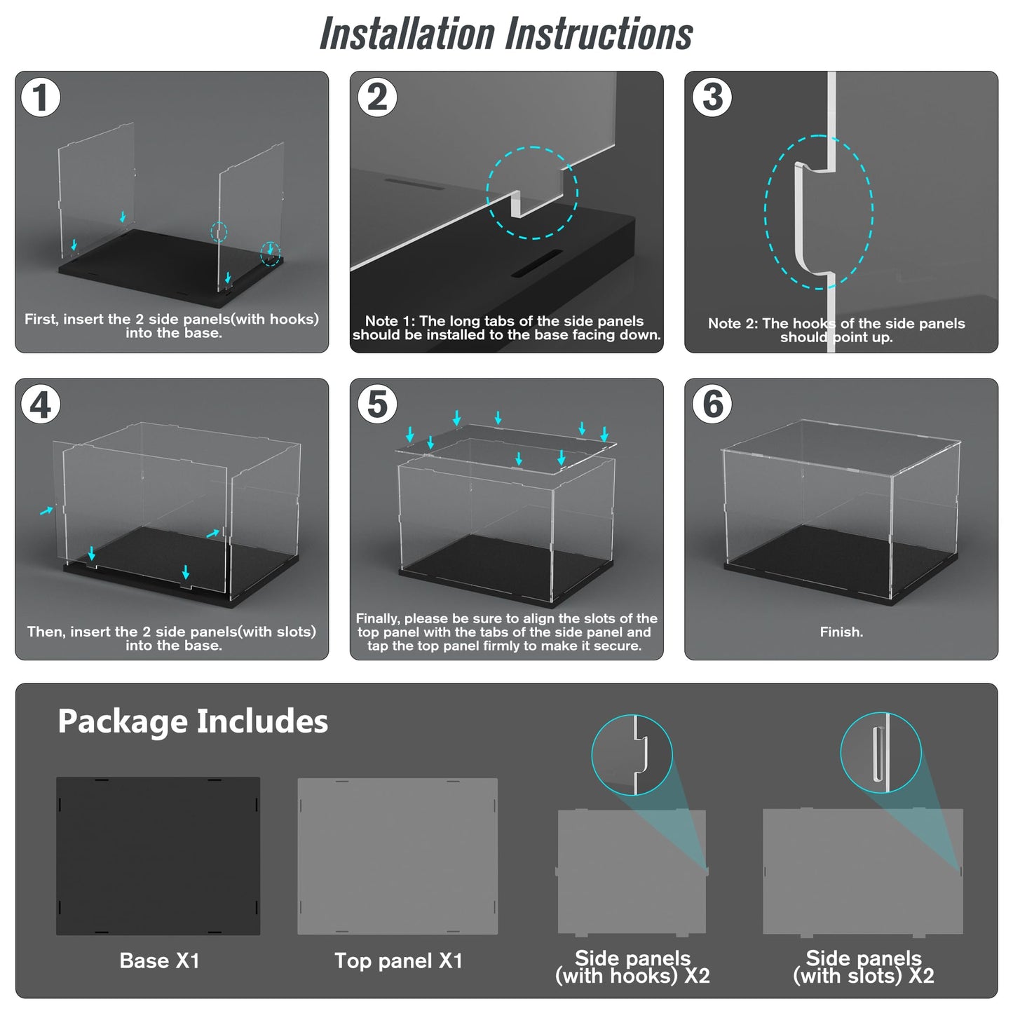 Choowin Acrylic Display Case for Lego Hogwarts Castle and Grounds 76419 for Lego Display Case Thickened Clear Display Case for Collectibles Assemble Dustproof Display Box(Black)
