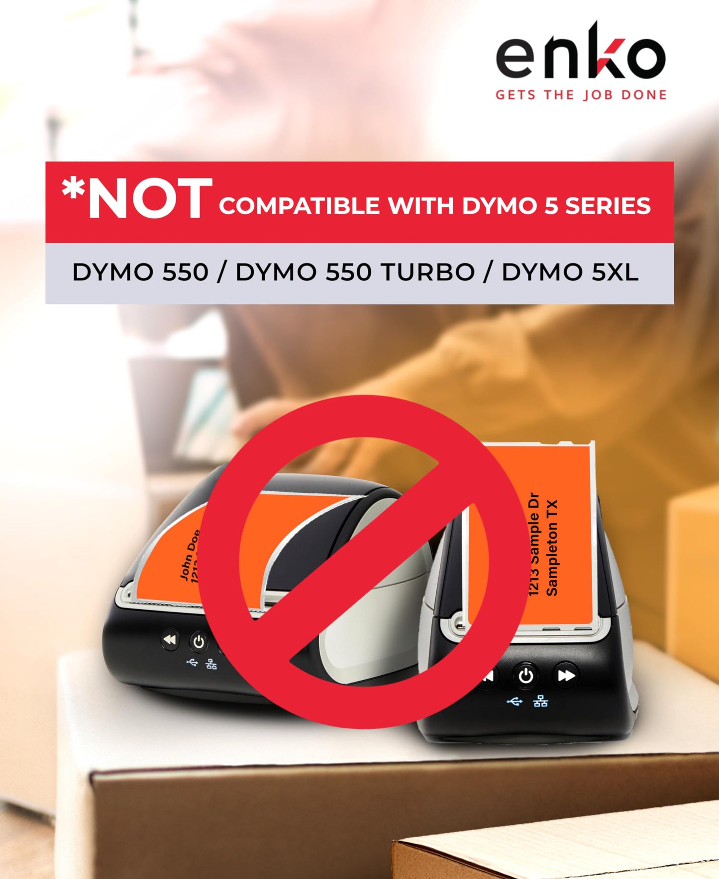enKo 6-Rolls (1800 Labels) Orange Compatible for Dymo 30256