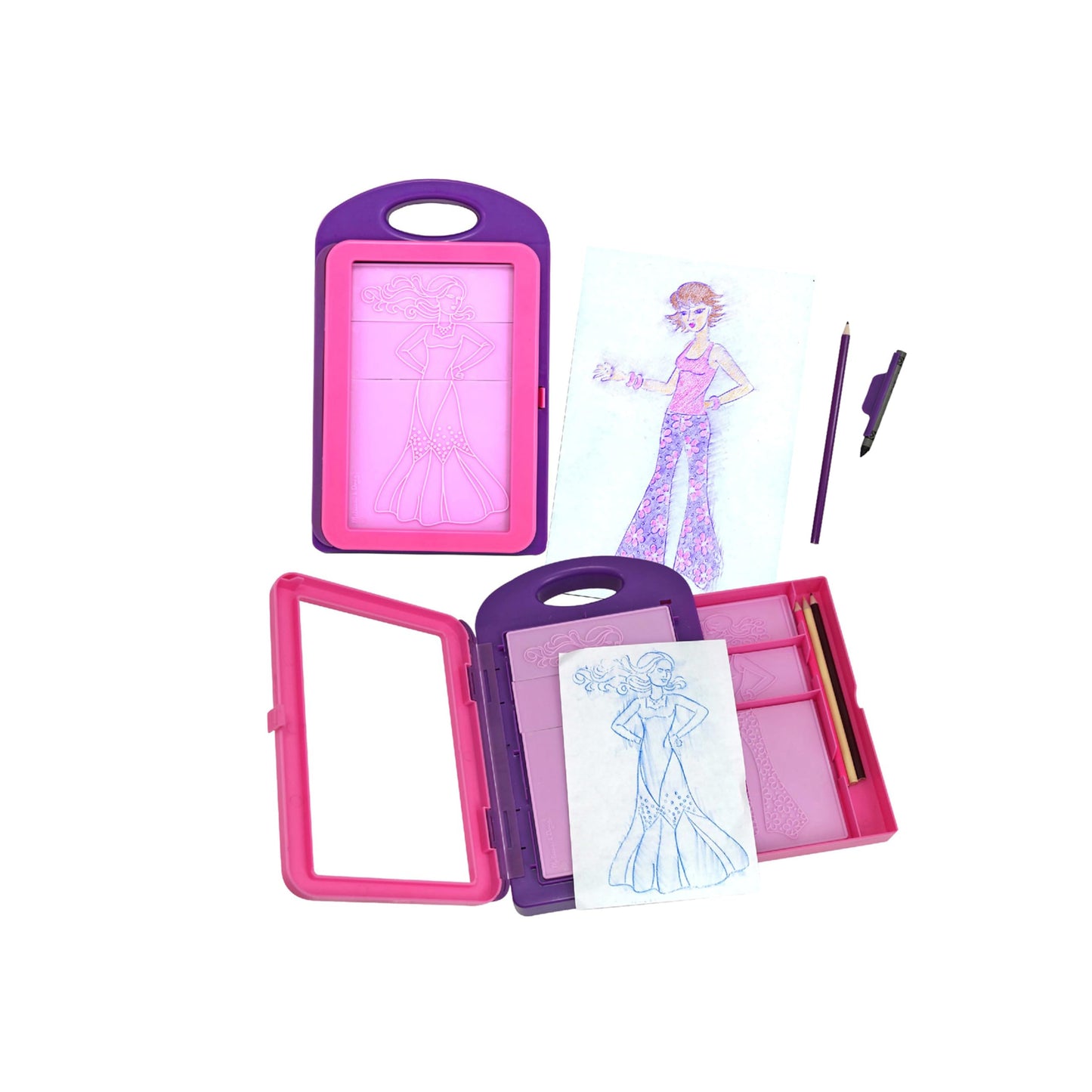 Melissa & Doug Fashion Design Art Activity Kit - 9 Double-Sided Rubbing Plates, 4 Pencils, Crayon | Fashion Plates, Travel Toys for Kids Ages 5+