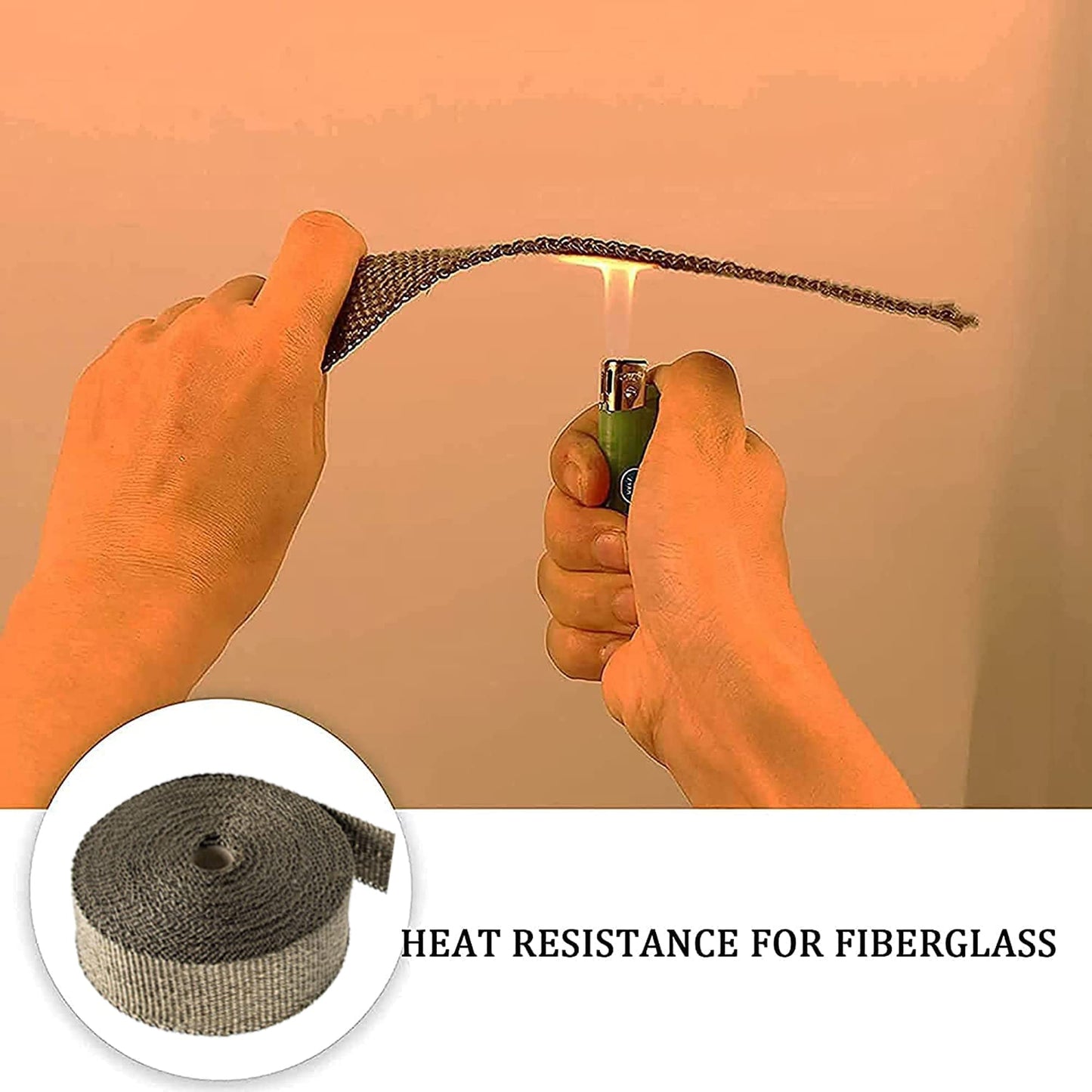 Arespark Thermal Exhaust Band, 2 Rolls 2 in x 50 ft Gold Thermal Insulation Tape Made of Basalt Fibres with 24 Stainless Steel Clamps for Motorcycle and Car Exhaust Manifolds