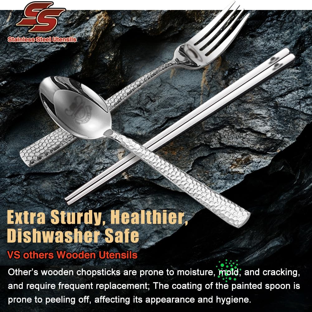 Straw Hat Ceramic Bowl Set w/Spoon Fork & Chopsticks - Novelty Ramen Bowl