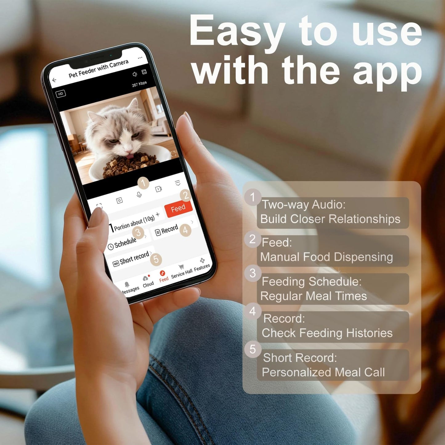 Automatic Cat Feeder with 2K Camera - Automatic Dog Feeder, Dual Band WiFi Smart Pet Dispenser & App Control, 4L Timed Portion Dispenser, Night Vision Two-Way Audio Detachable Stainless Bowl