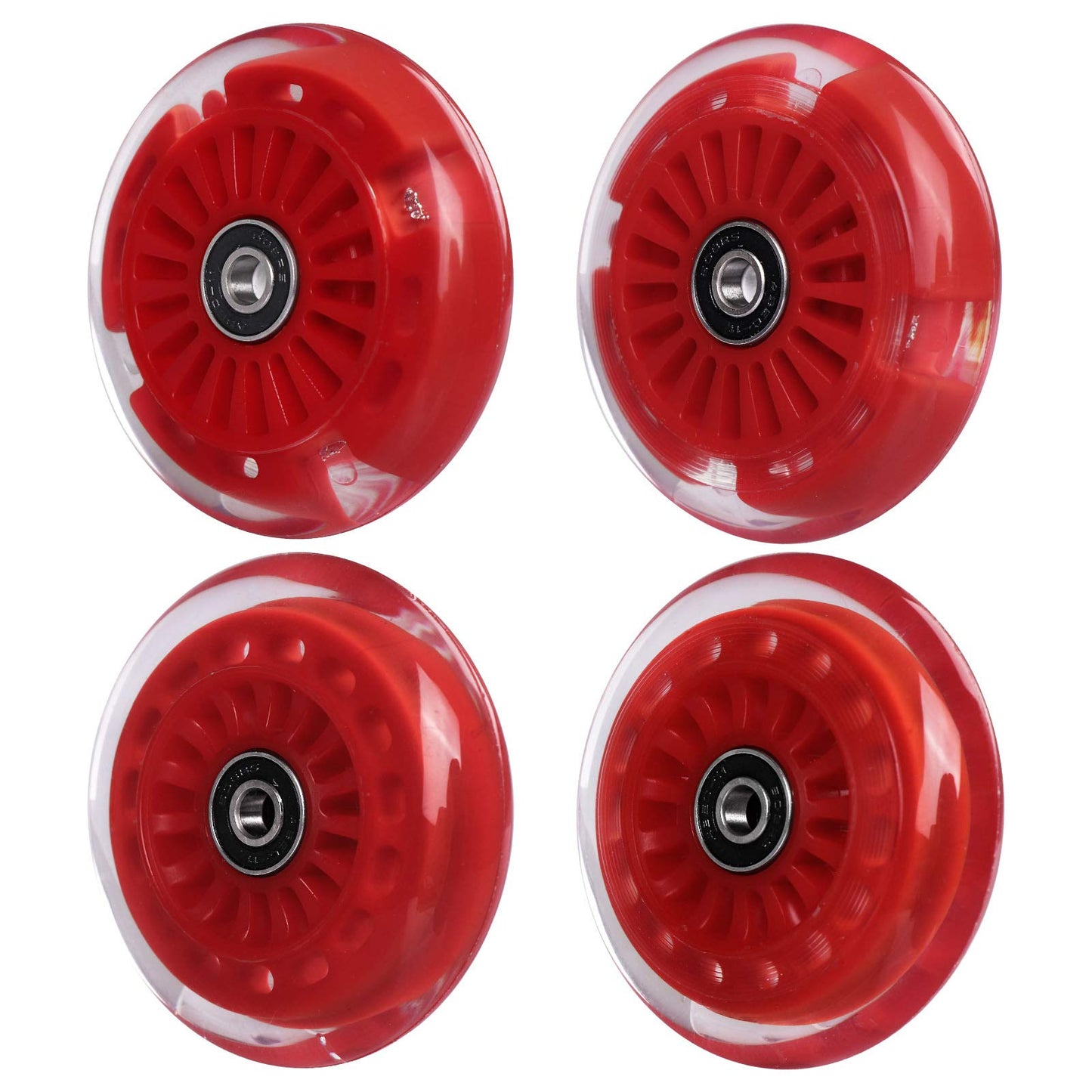 WHEELGOO 4-Pack Wiggle Car Quiet PU Replacement Wheels for Plasma Car Toys (Red)