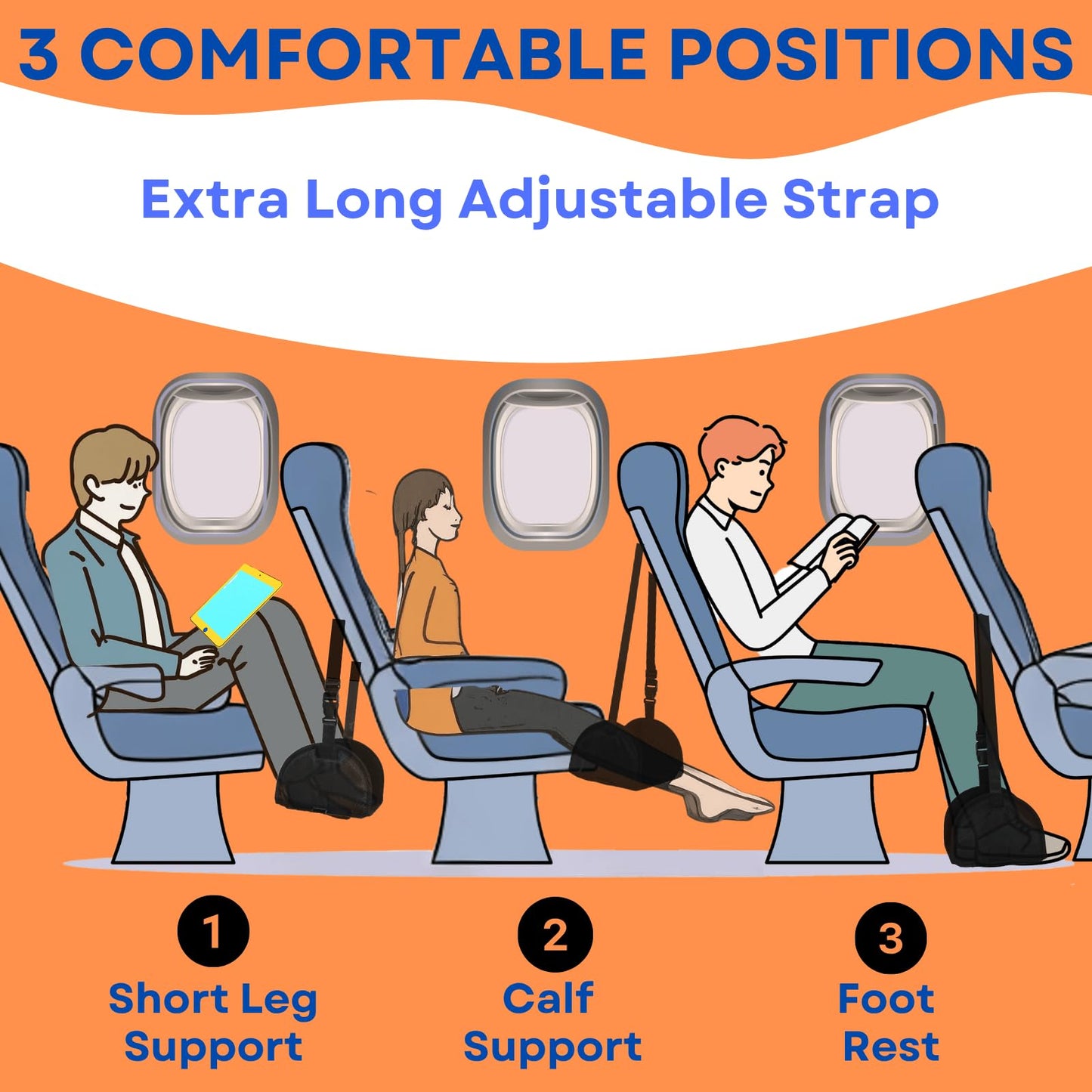 Airplane Foot Rest(2 Pack), Foot Hammock Airplane to Relax Your Feet, Office Footrest Foot Hammock for Plane Travel, Airplane Footrest for Long Trip, Plane Foot Rest Hammock, Travel Accessories