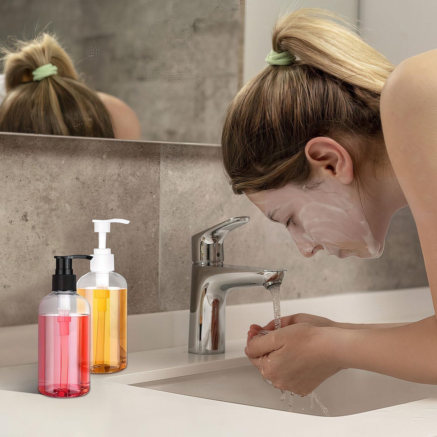 30 Pack 8 oz Clear Empty Lotion Bottles Plastic Pump Bottles Hand Dish Dispenser Round Bottles Containers Refillable Container Black White Pumping for Shampoo Conditioner Body Wash Cream Liquid Soap