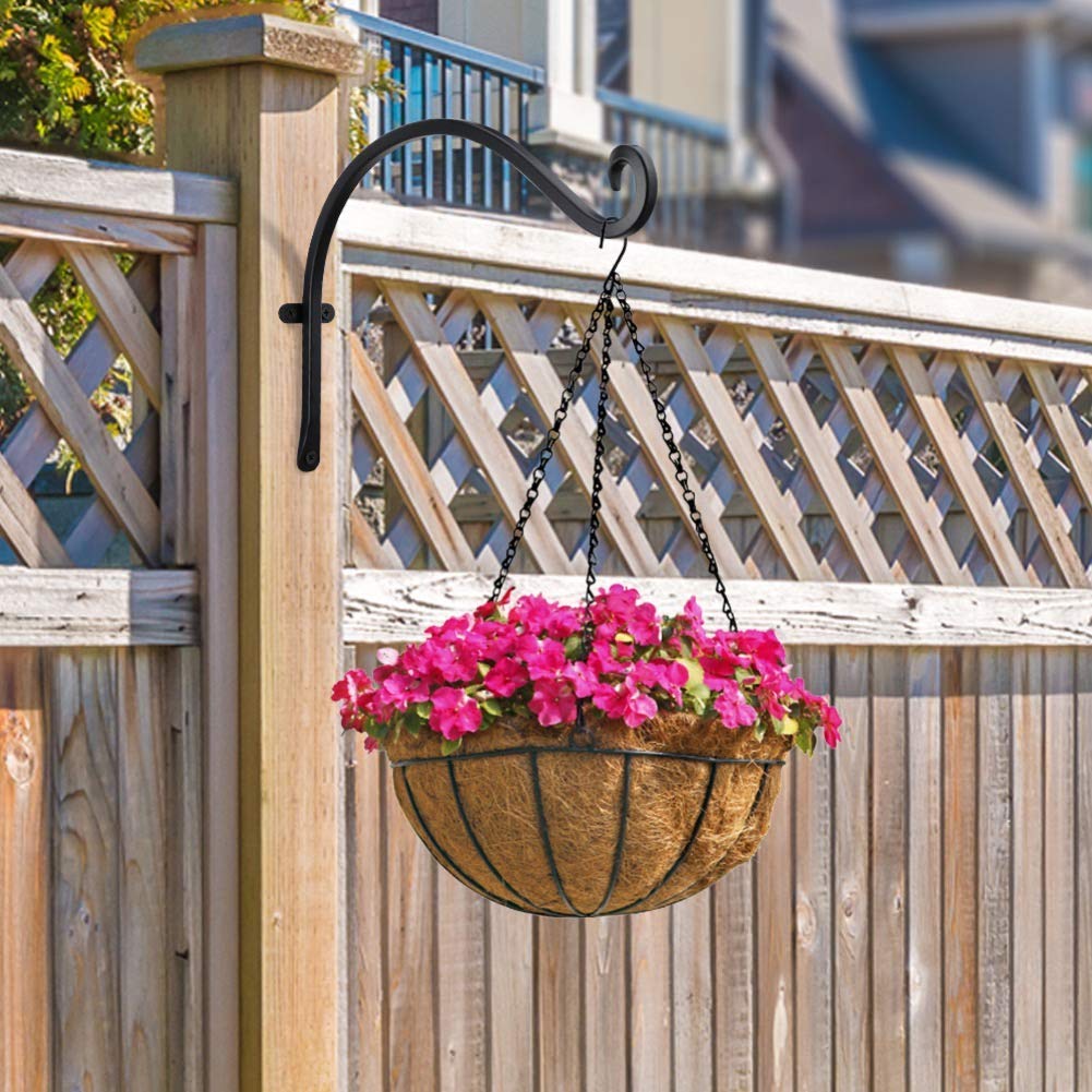 AJART Ceiling Hooks for Hanging Plants: Iron Plant Hanger for Wall Moun (12"-Black-4Pcs, 12" Black)